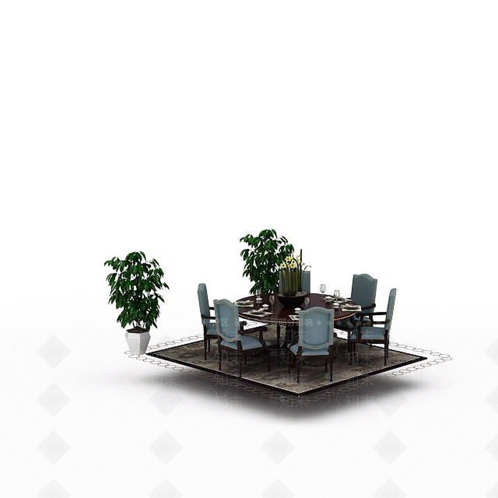 中式风格餐桌3D模型下载【ID:1198360893】