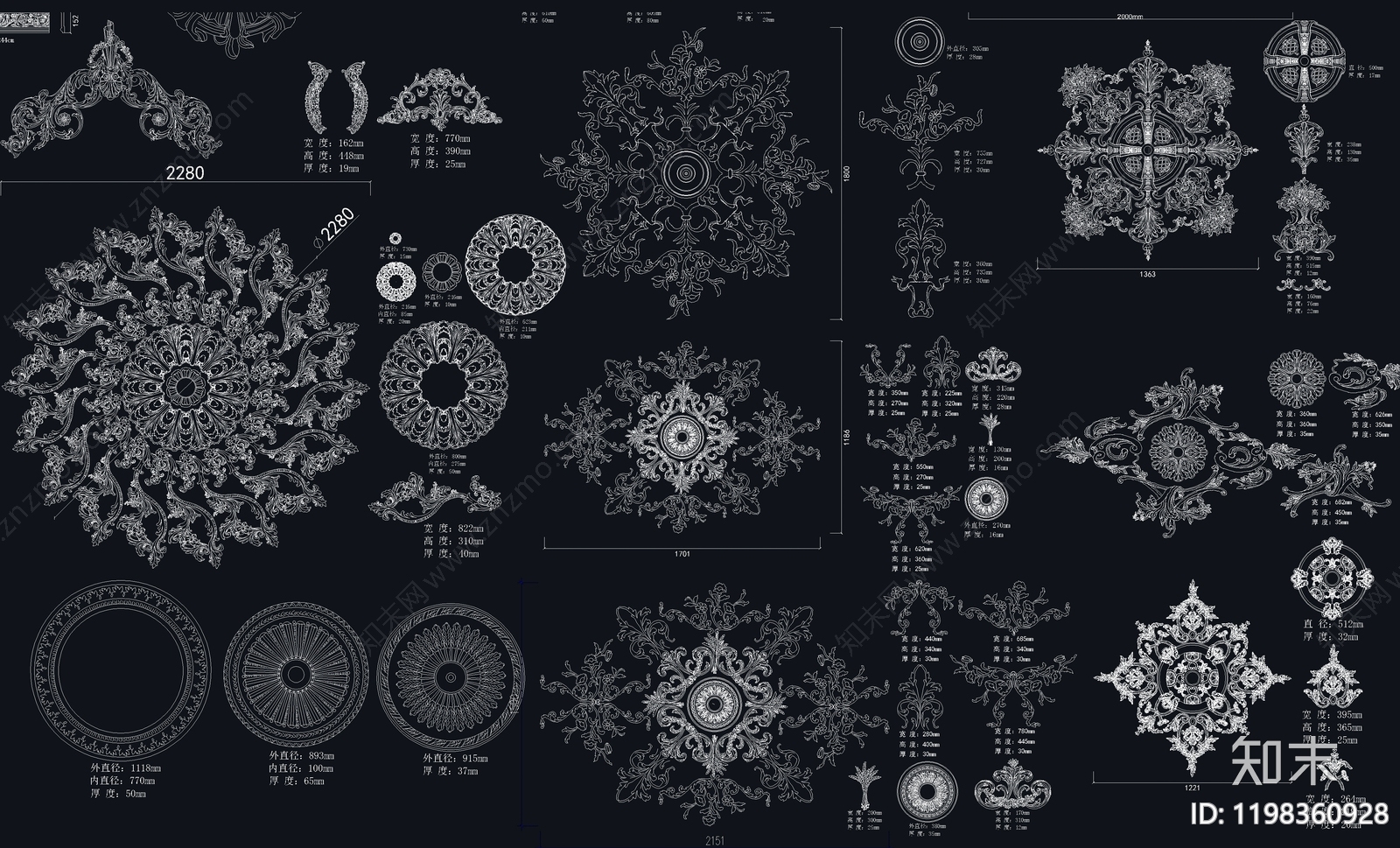雕花施工图下载【ID:1198360928】