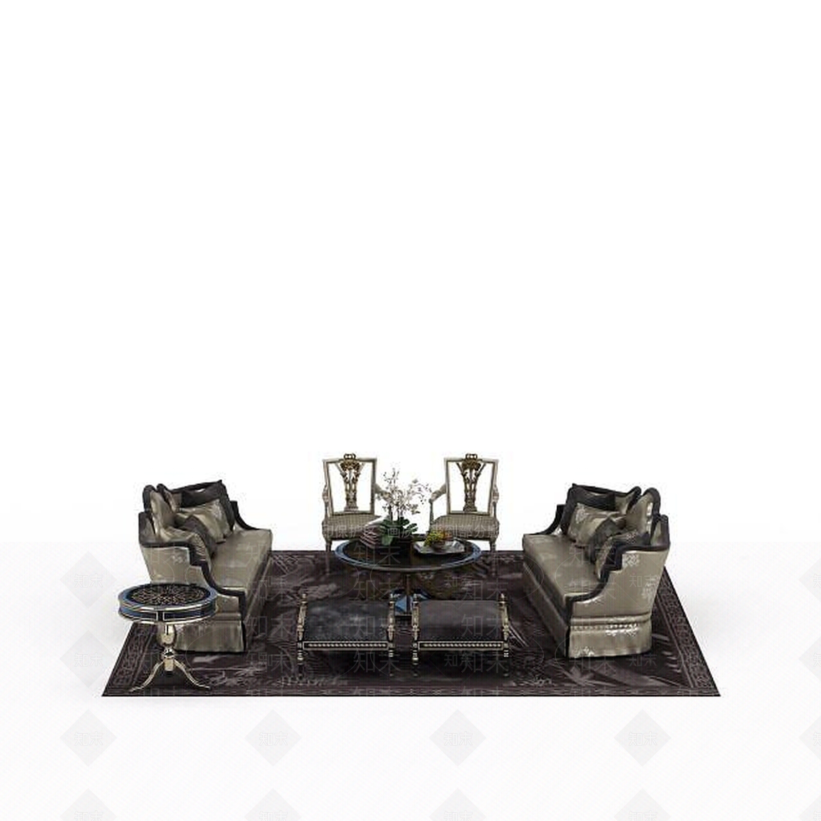 欧式古典欧式风格客厅沙发组合3D模型下载【ID:1198361092】