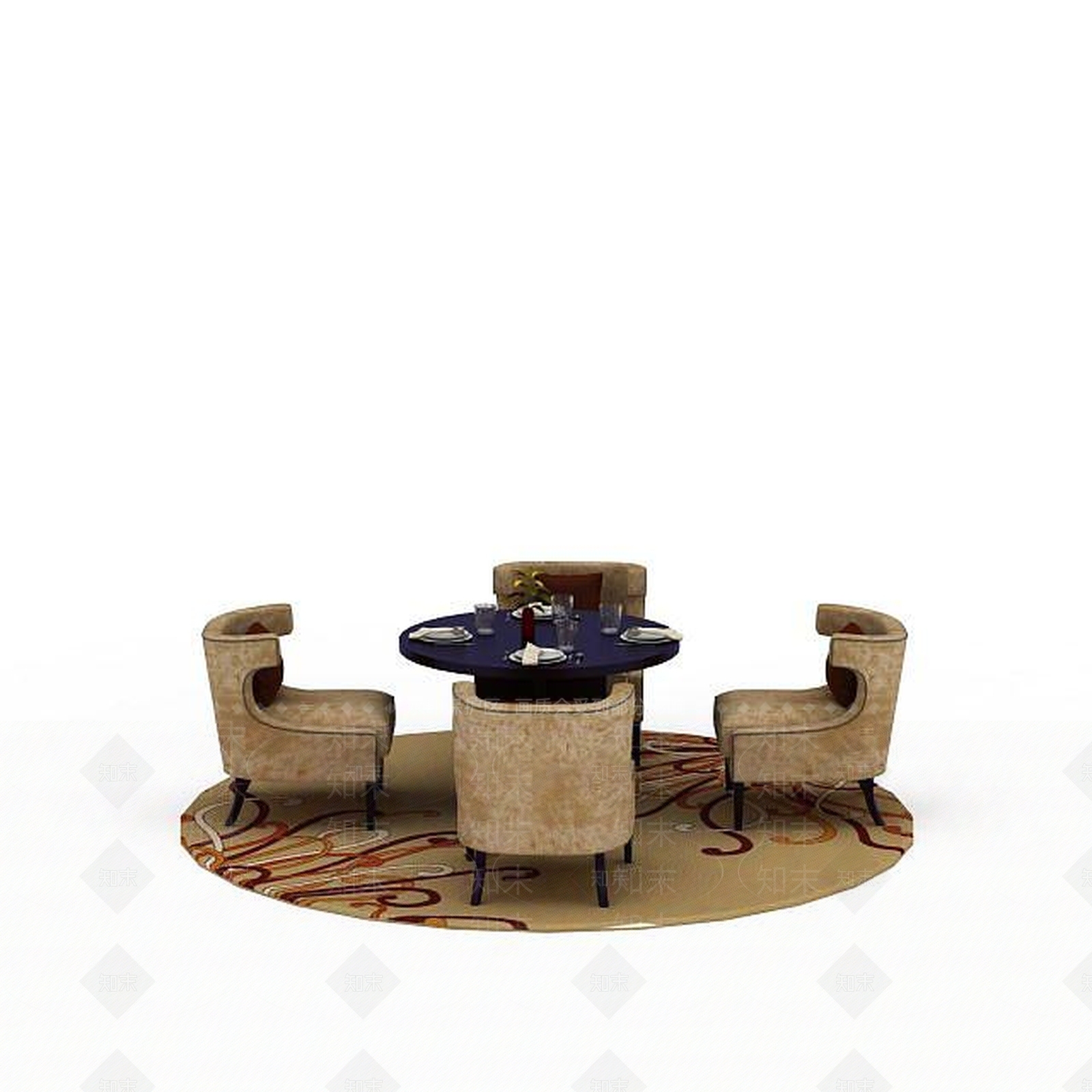 中式休闲桌椅组合3D模型下载【ID:1198361331】