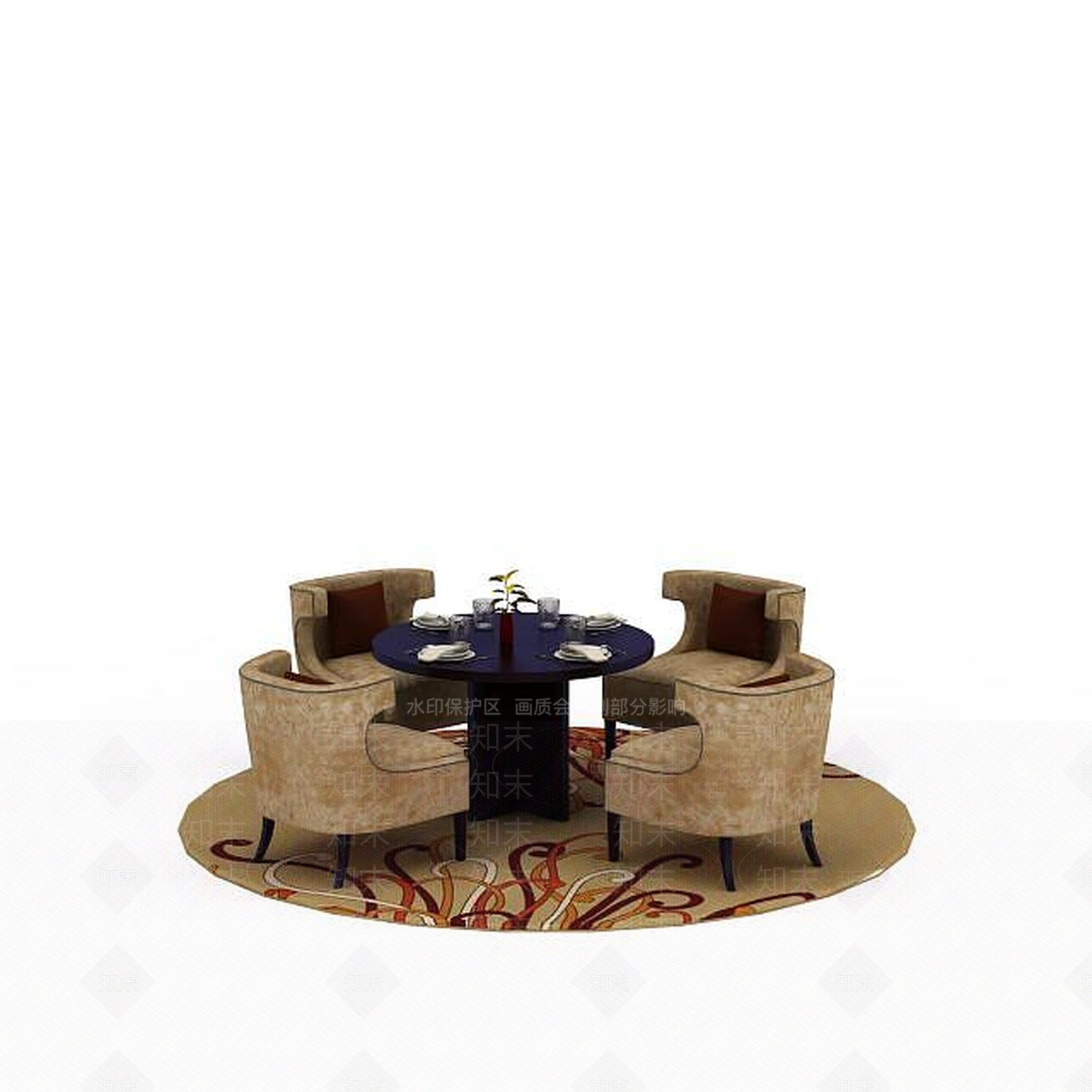 中式休闲桌椅组合3D模型下载【ID:1198361331】