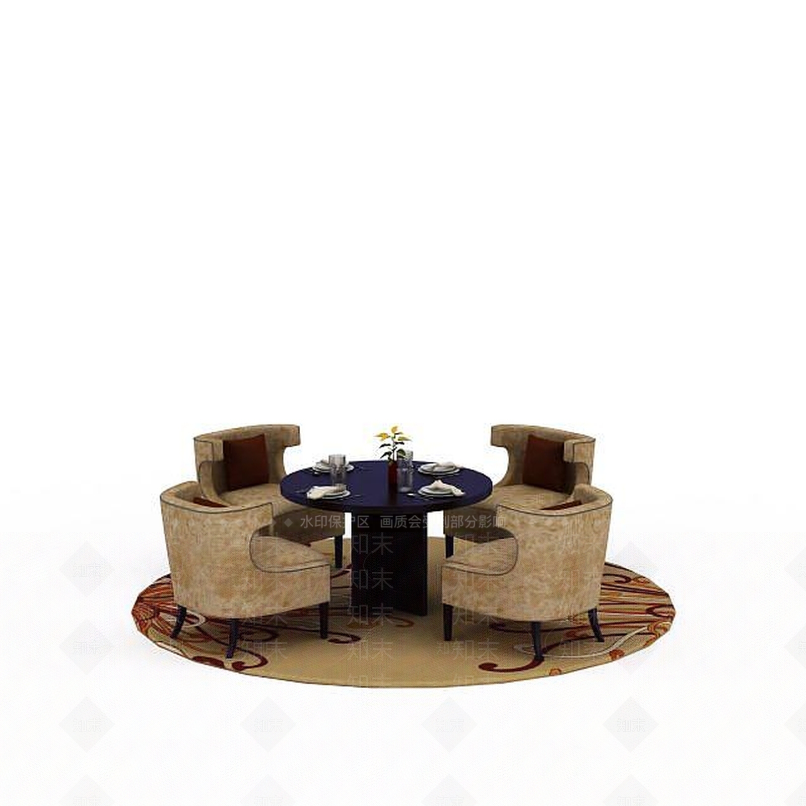 中式休闲桌椅组合3D模型下载【ID:1198361331】