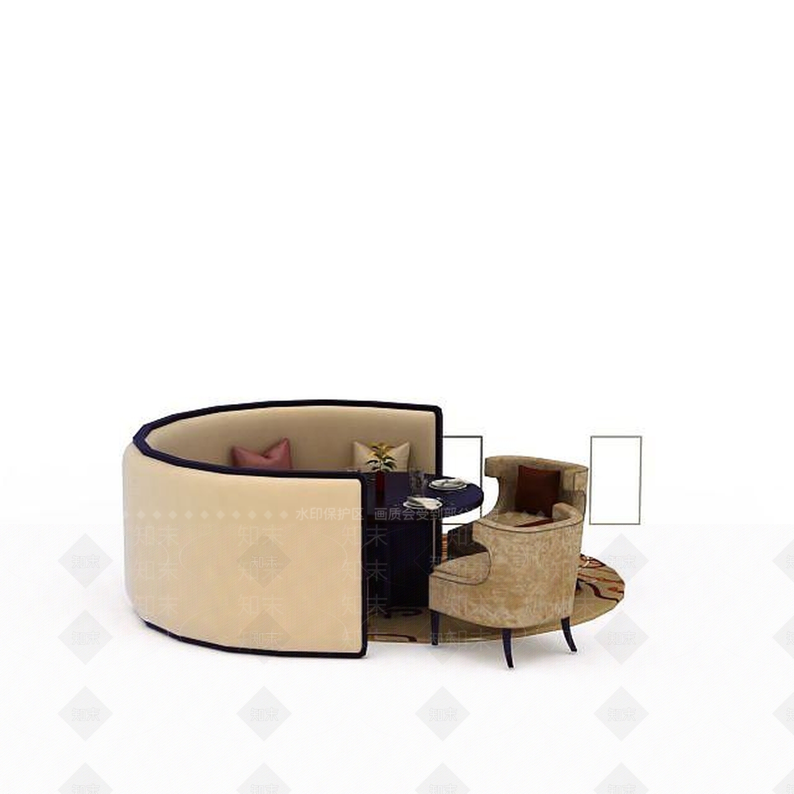 现代餐厅桌椅组合3D模型下载【ID:1198361323】