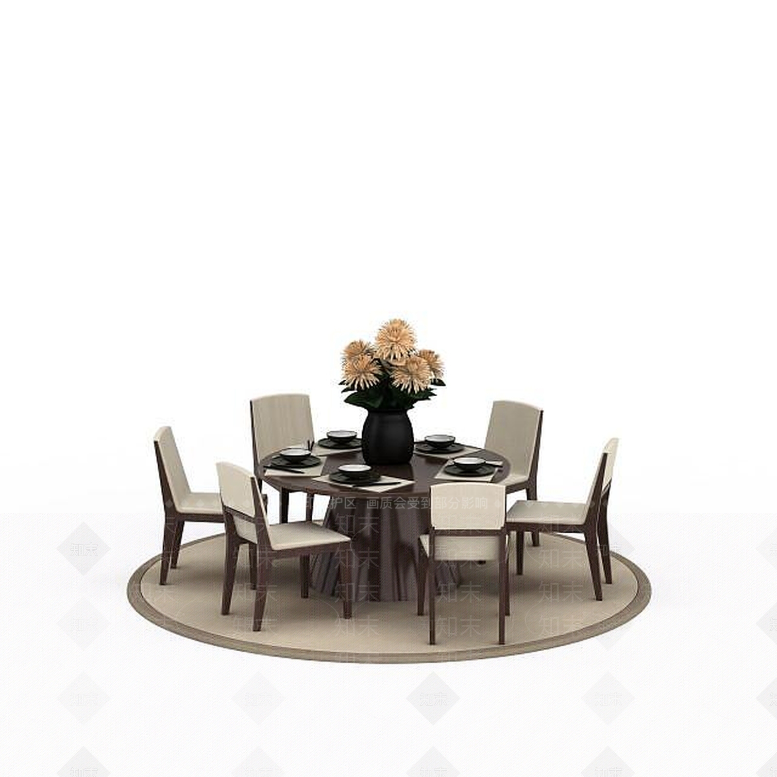 中式餐桌3D模型下载【ID:1198361664】