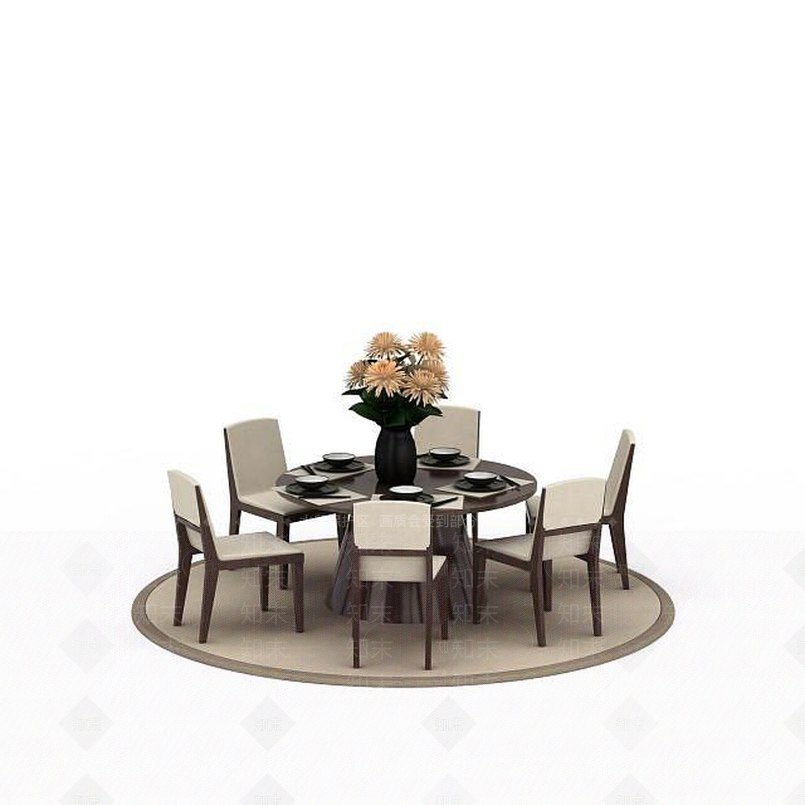中式餐桌3D模型下载【ID:1198361664】