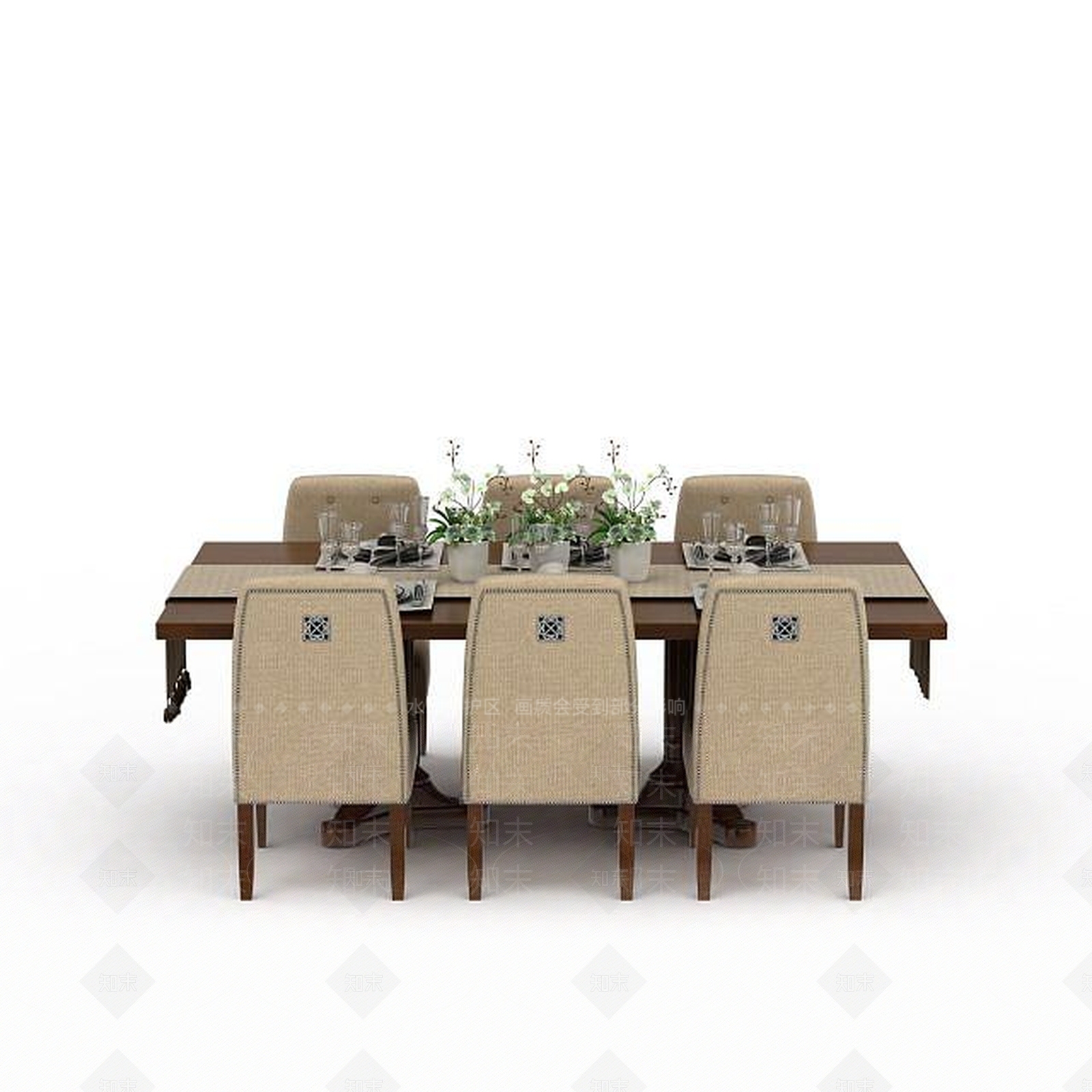 现代餐厅桌椅组合3D模型下载【ID:1198361768】