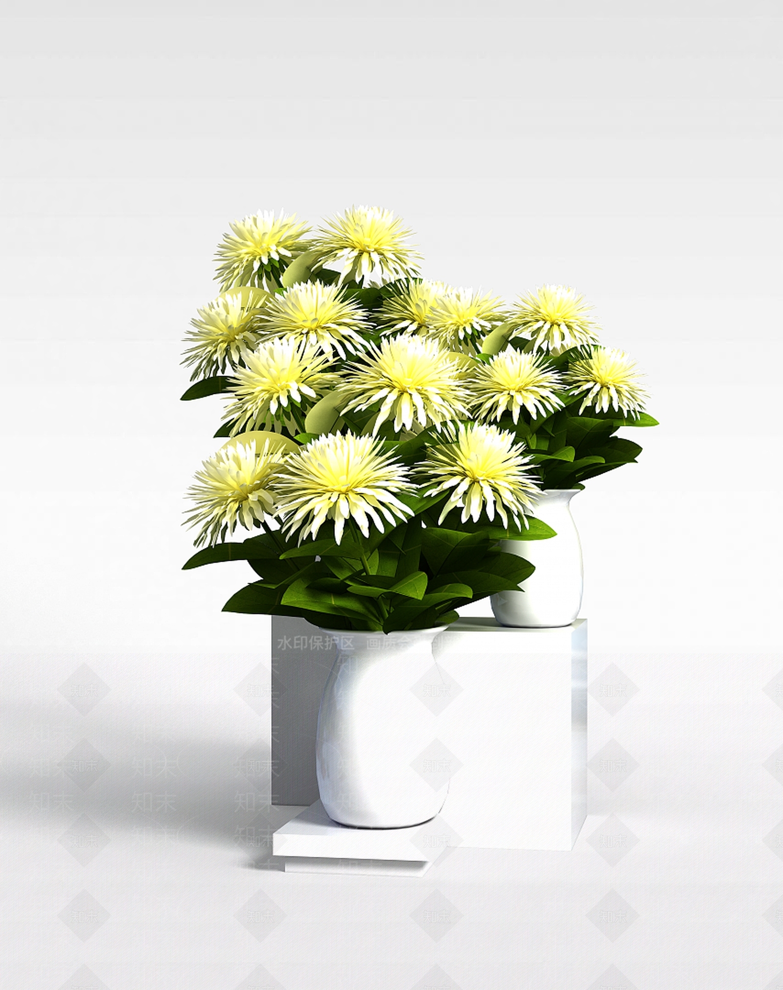 现代菊花花瓶3D模型下载【ID:1198362569】