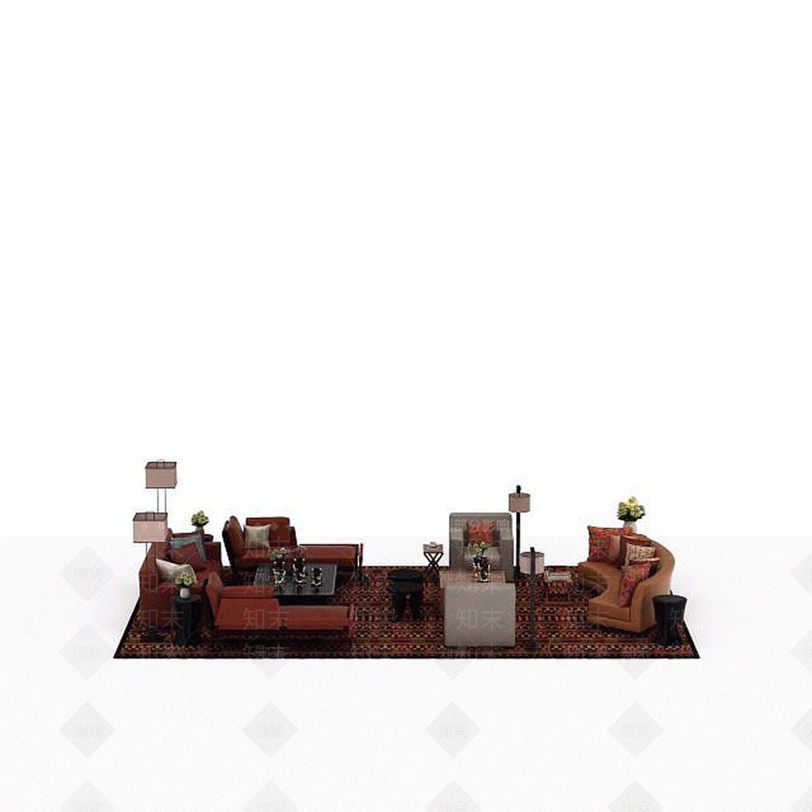 现代真皮沙发茶几组合3D模型下载【ID:1198363043】
