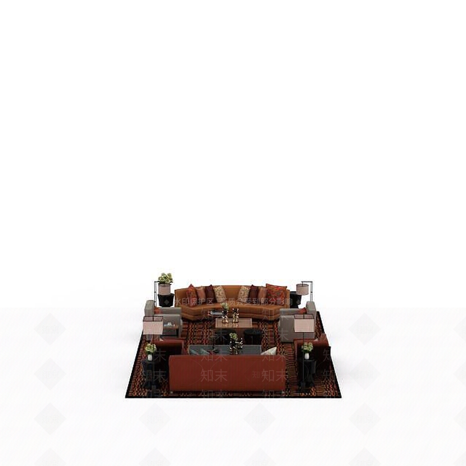 现代真皮沙发茶几组合3D模型下载【ID:1198363043】