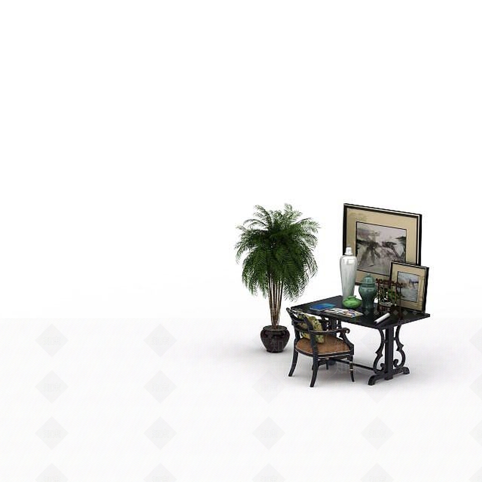 现代客厅休闲桌椅组合3D模型下载【ID:1198363162】