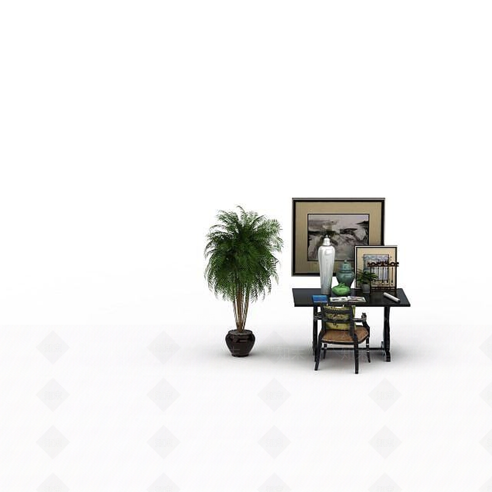 现代客厅休闲桌椅组合3D模型下载【ID:1198363162】