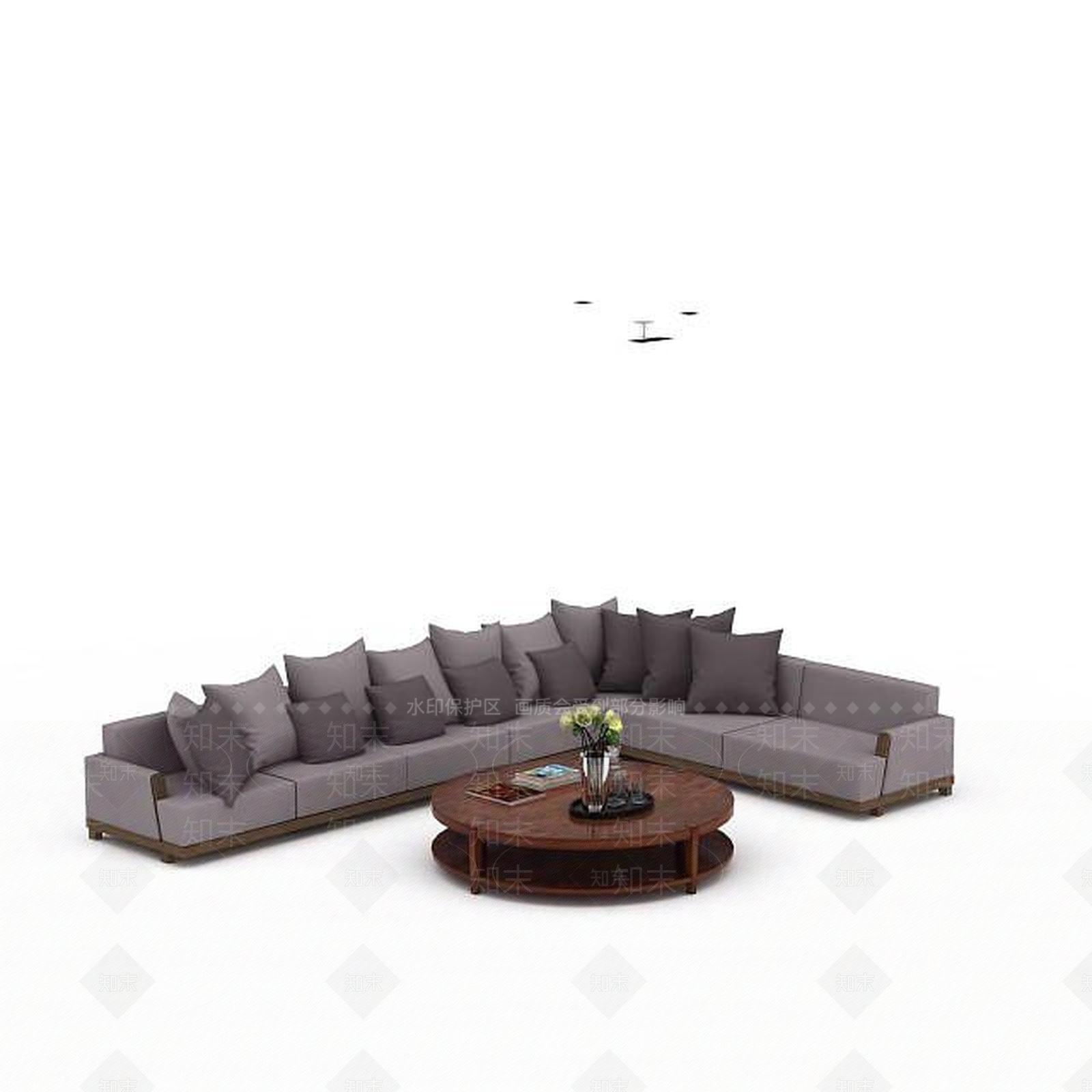 现代客厅转角沙发3D模型下载【ID:1198363437】