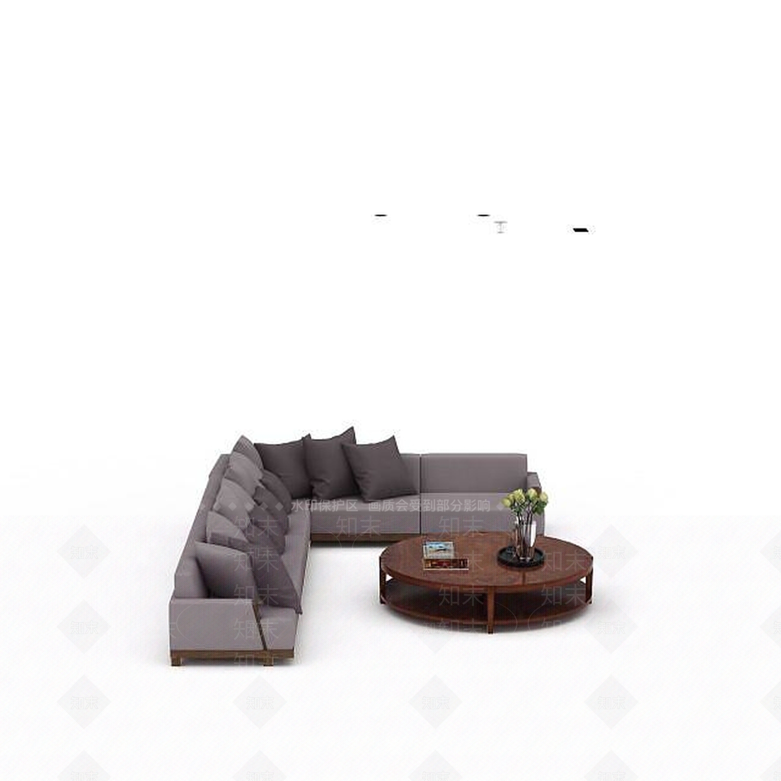 现代客厅转角沙发3D模型下载【ID:1198363437】