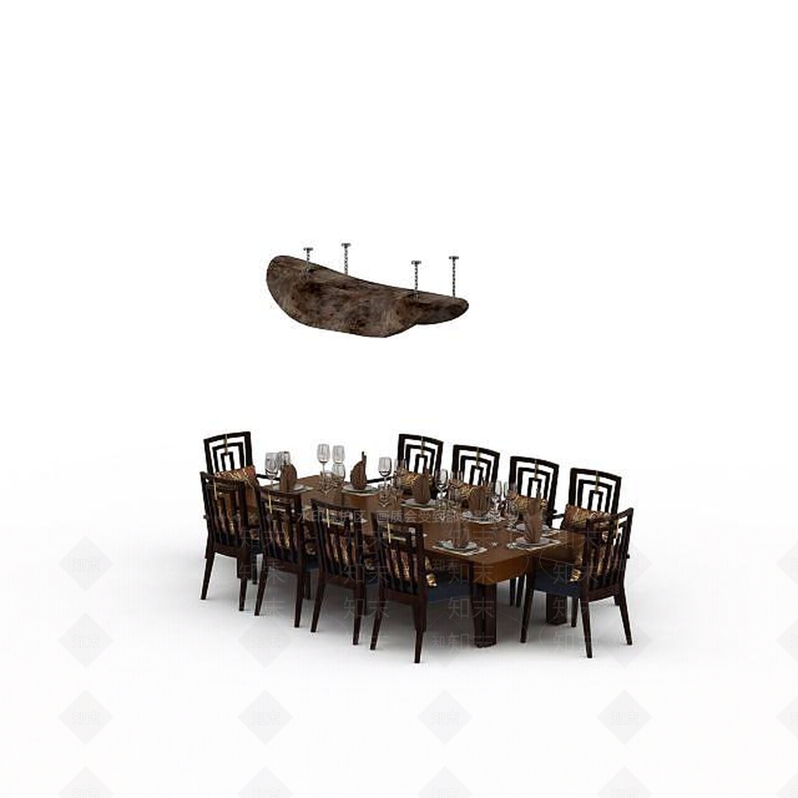 现代餐厅桌椅组合3D模型下载【ID:1198363513】