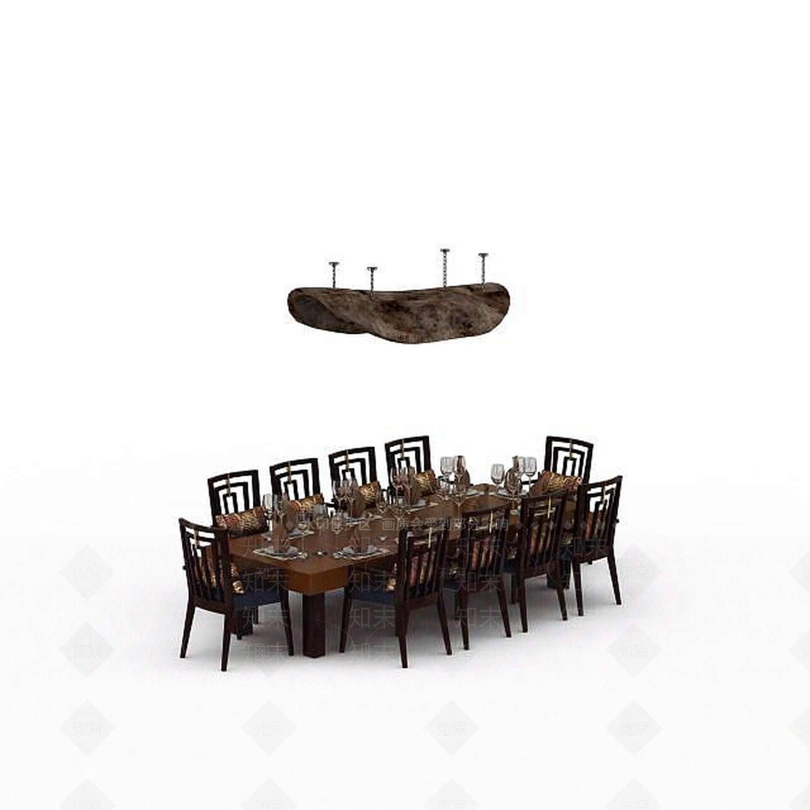 现代餐厅桌椅组合3D模型下载【ID:1198363513】