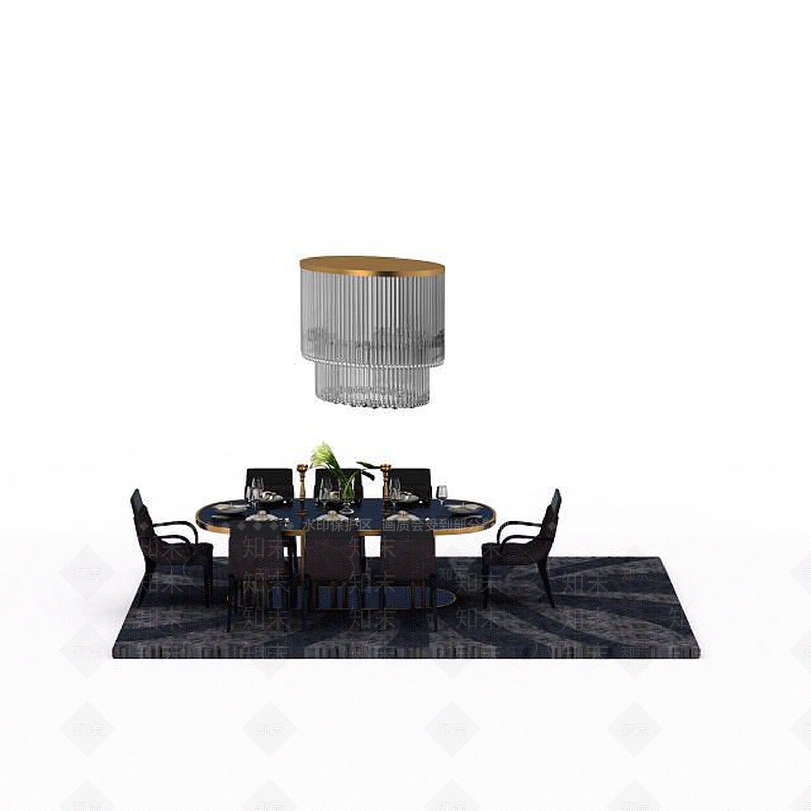 现代餐厅桌椅组合3D模型下载【ID:1198364502】