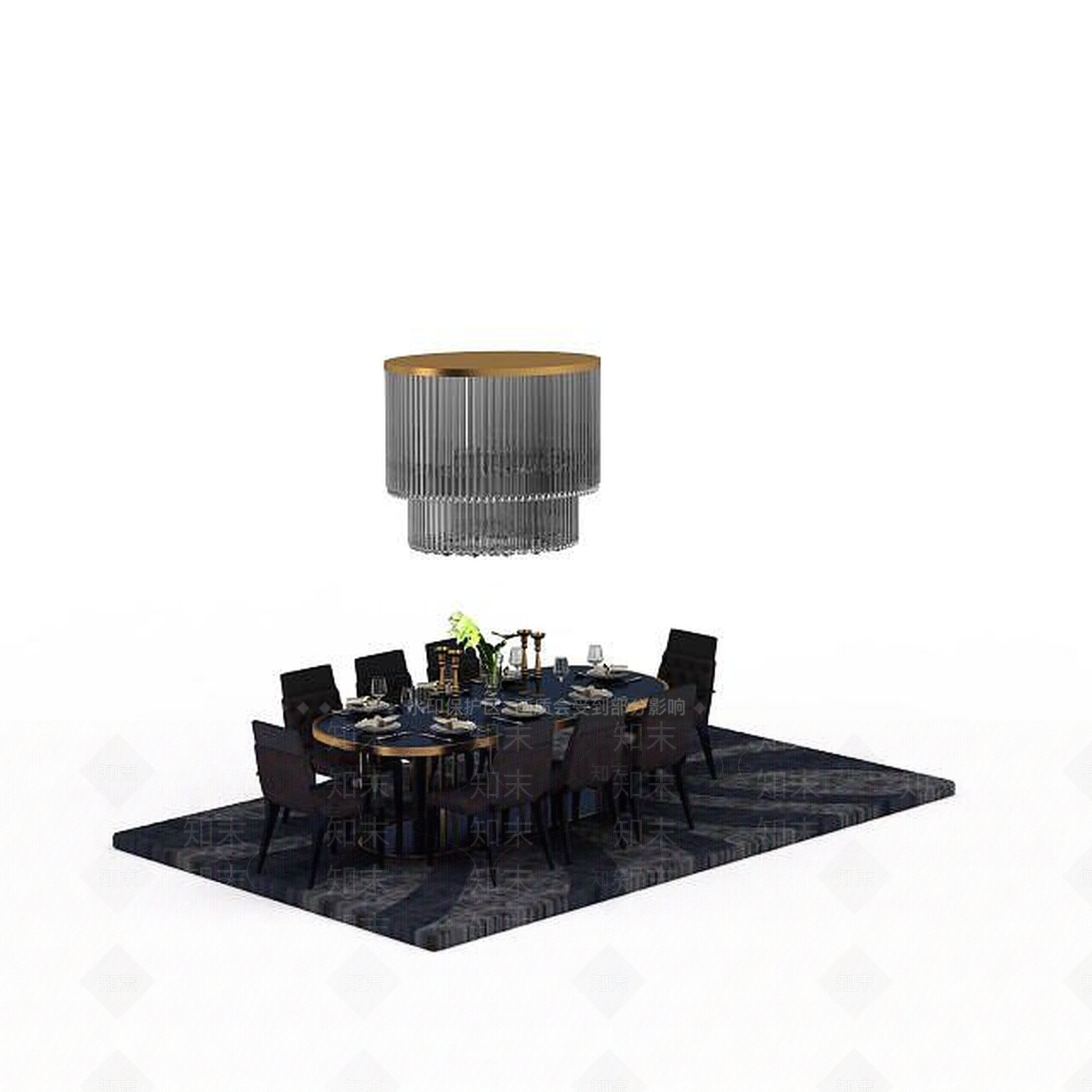 现代餐厅桌椅组合3D模型下载【ID:1198364502】
