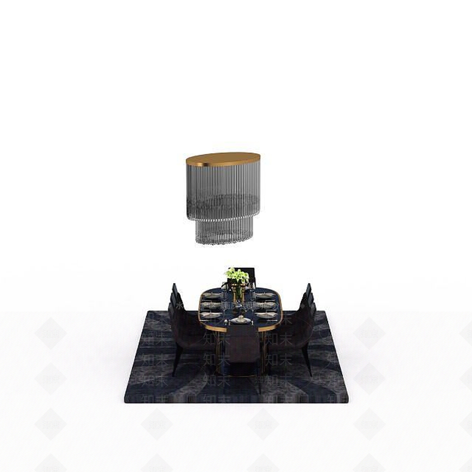 现代餐厅桌椅组合3D模型下载【ID:1198364502】