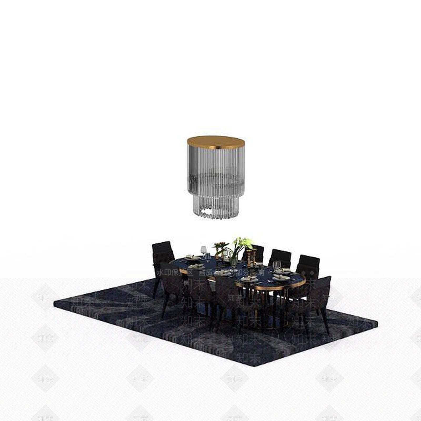 现代餐厅桌椅组合3D模型下载【ID:1198364502】