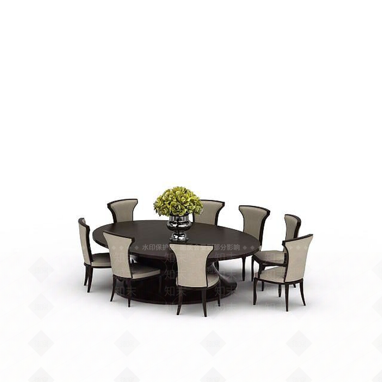 现代餐厅桌椅组合3D模型下载【ID:1198365053】