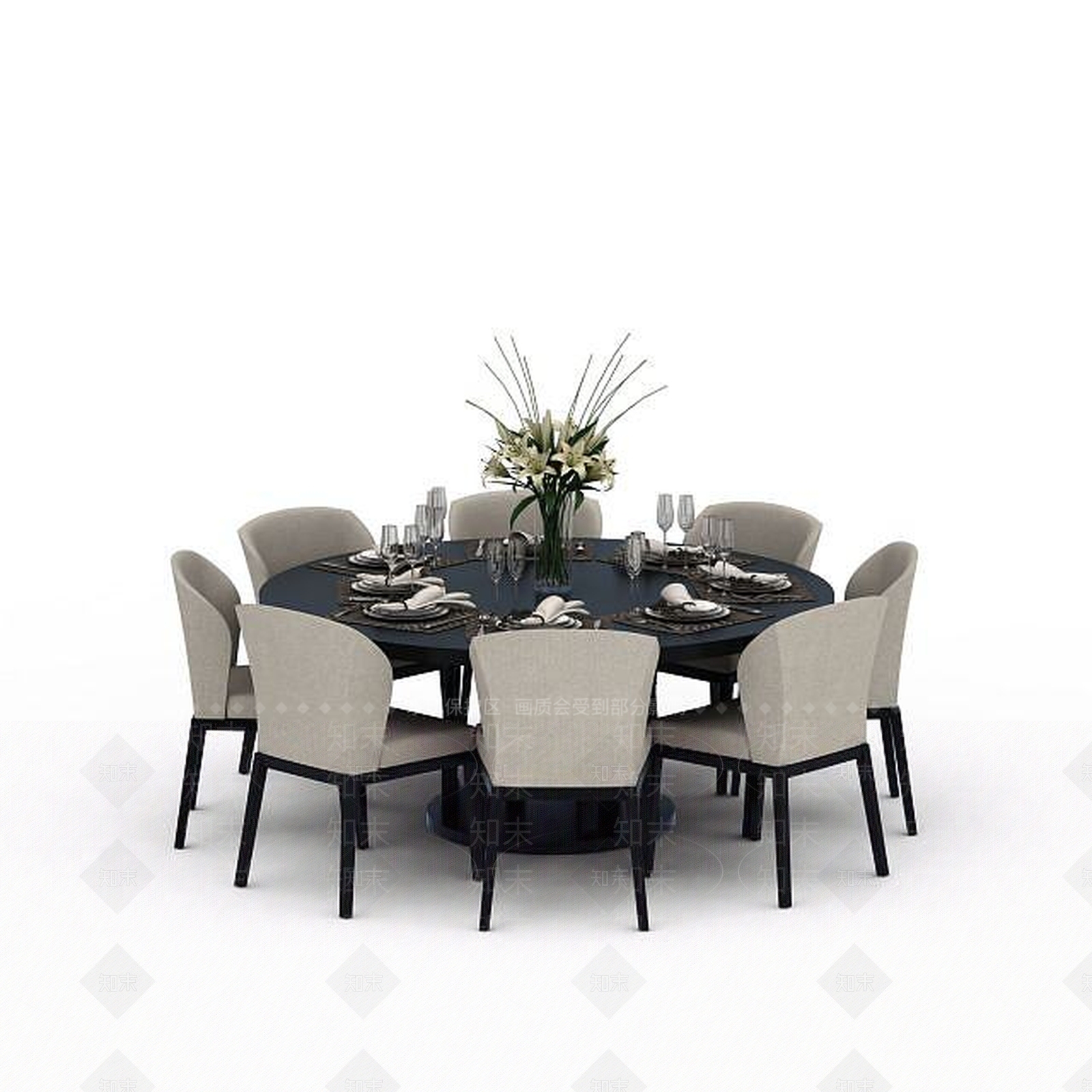 现代餐厅桌椅组合3D模型下载【ID:1198365113】