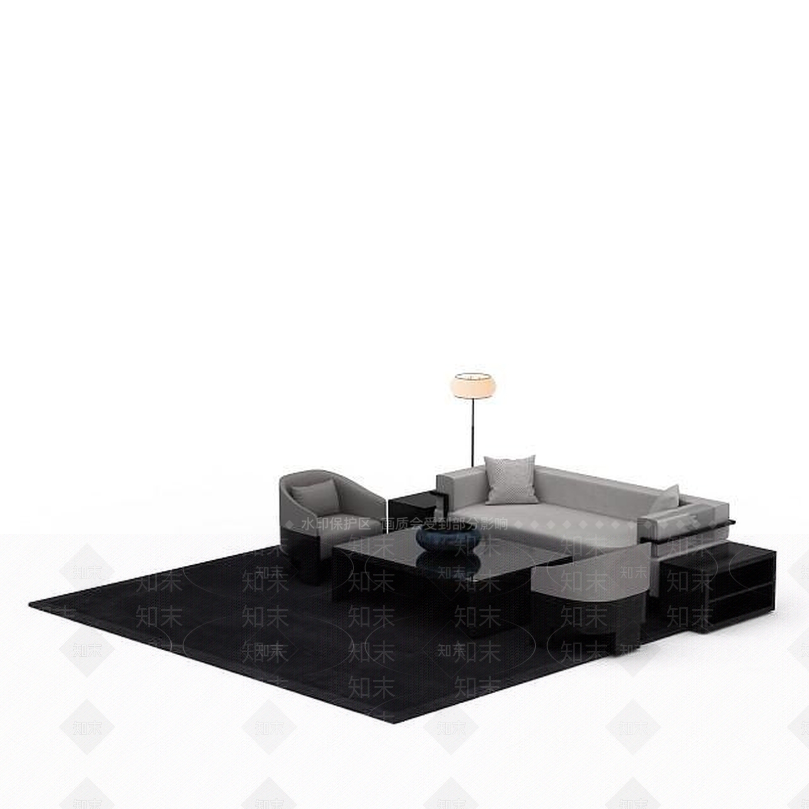 现代客厅休闲沙发组合3D模型下载【ID:1198365146】