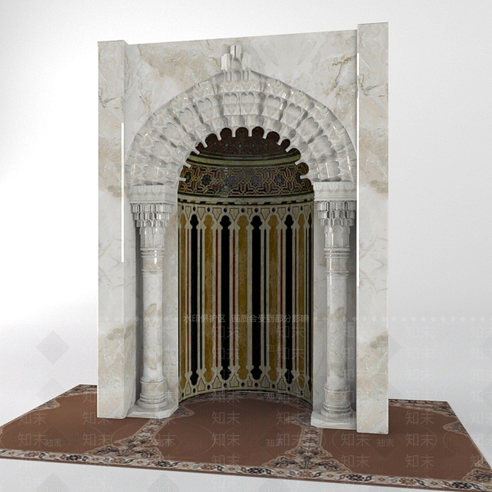 欧式古典欧式大理石拱门3D模型下载【ID:1198365741】