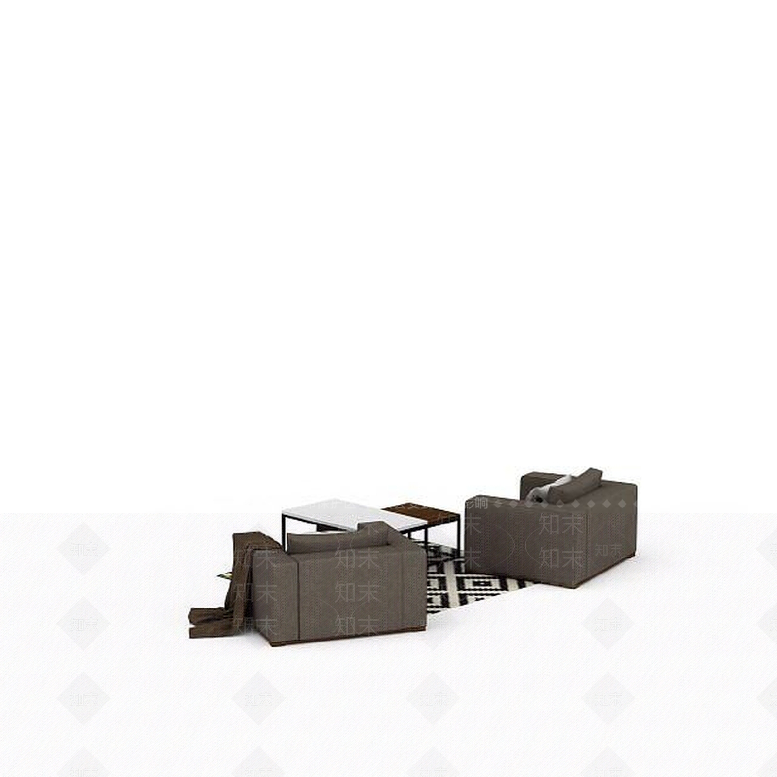 现代布艺休闲沙发3D模型下载【ID:1198365892】