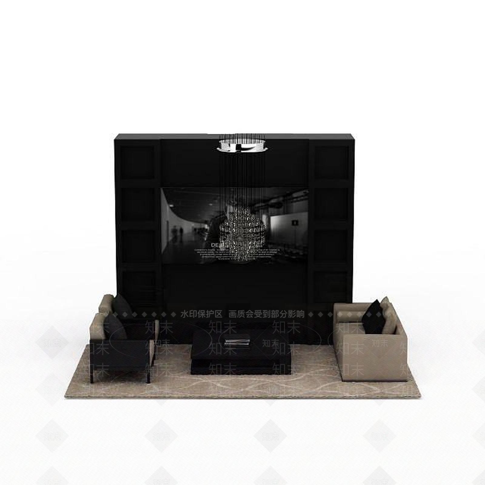 现代客厅沙发茶几组合3D模型下载【ID:1198367084】
