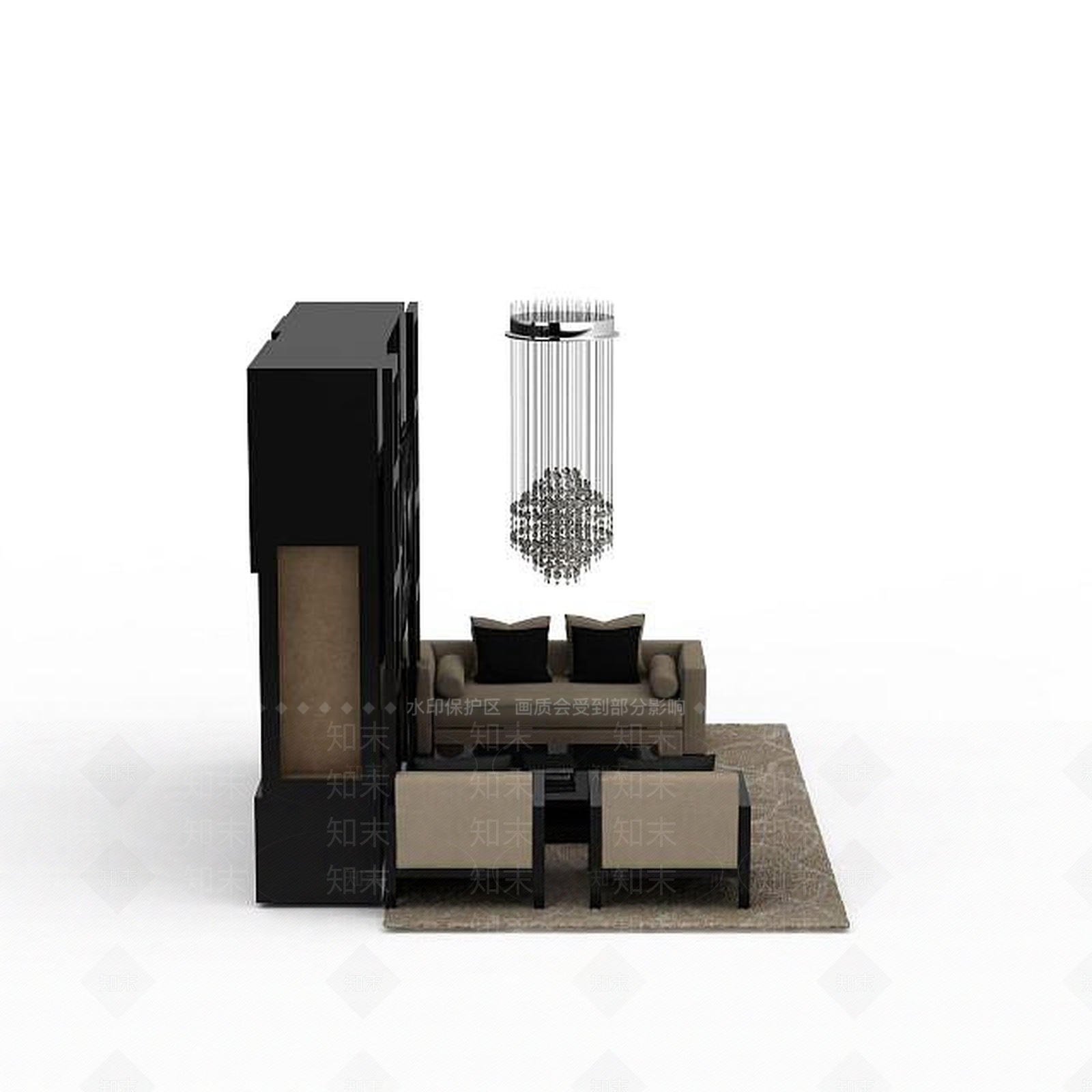 现代客厅沙发茶几组合3D模型下载【ID:1198367084】