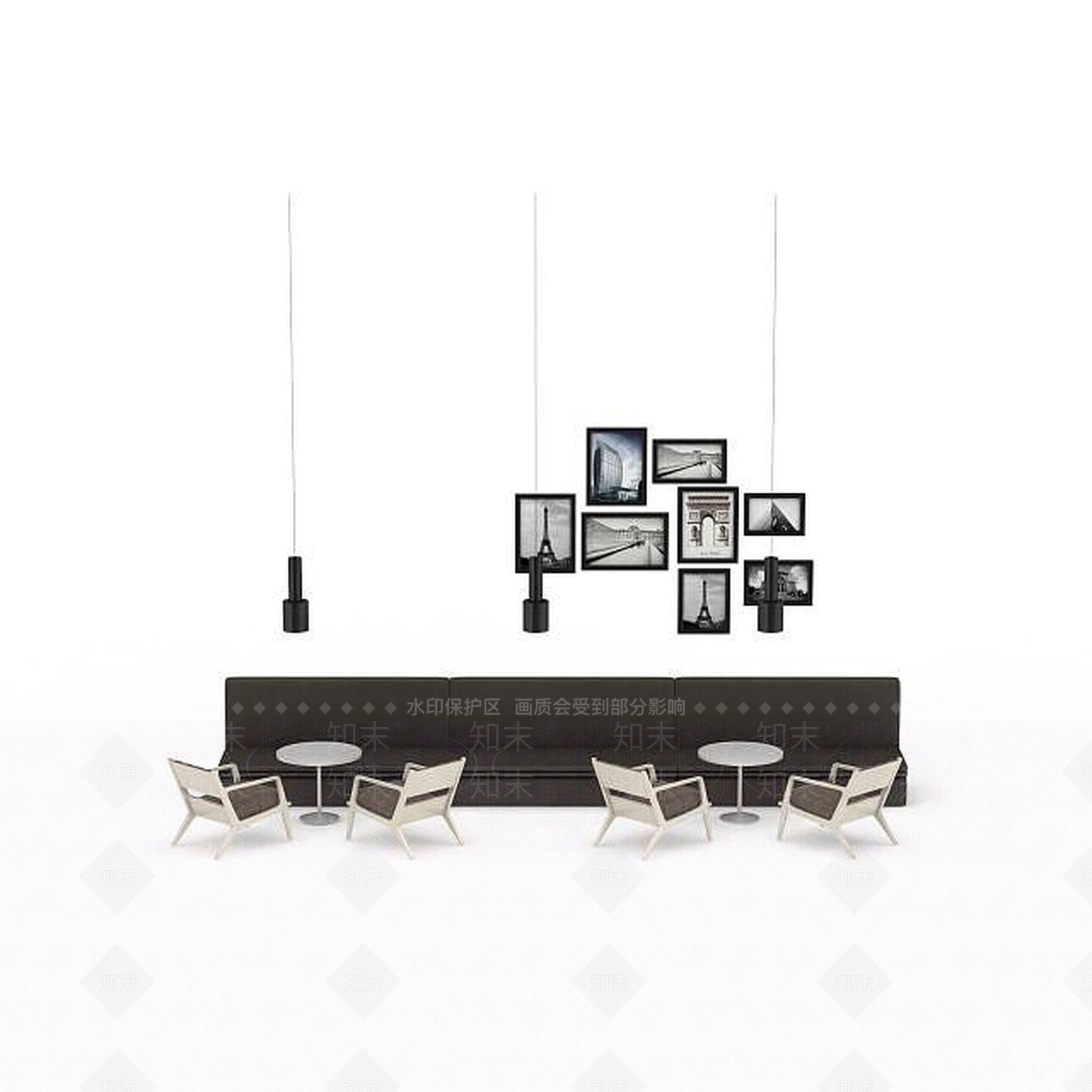 现代餐厅桌椅组合3D模型下载【ID:1198367537】