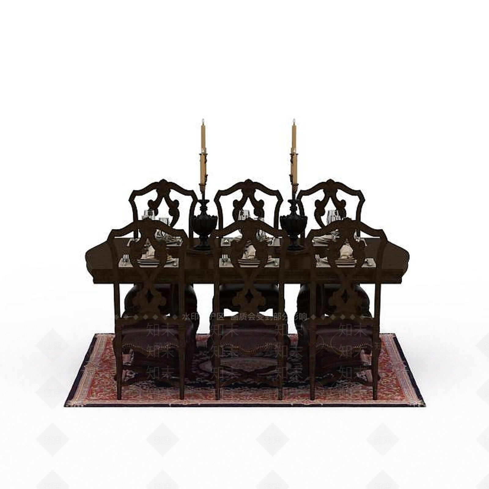中式风格桌椅组合3D模型下载【ID:1198367605】