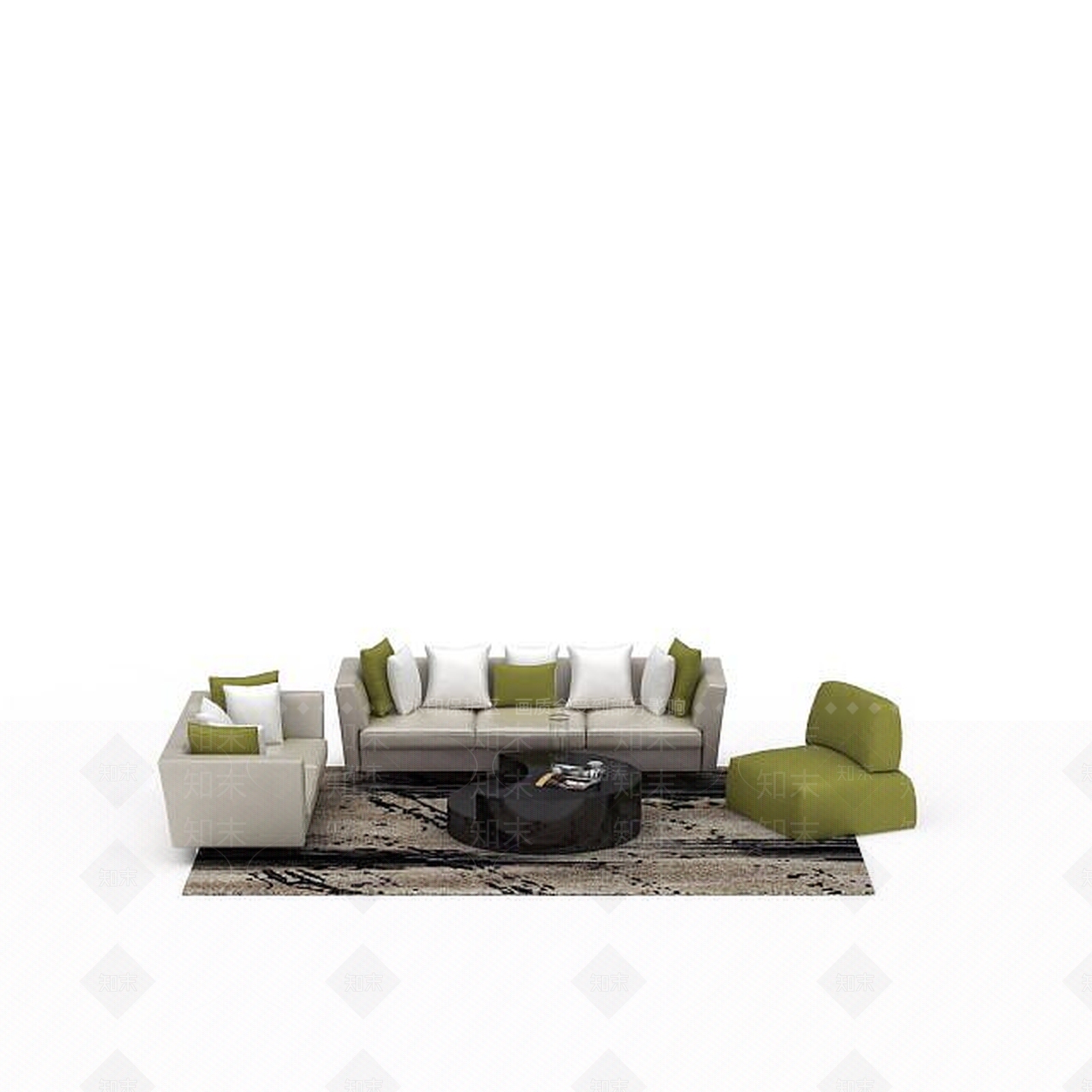 现代简约风格沙发茶几组合3D模型下载【ID:1198367698】