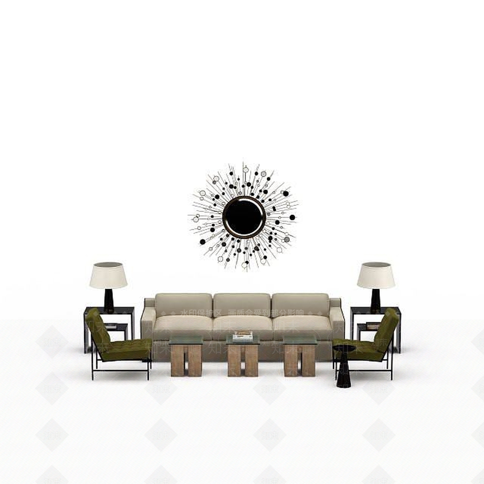 现代简约风格沙发茶几组合3D模型下载【ID:1198367669】