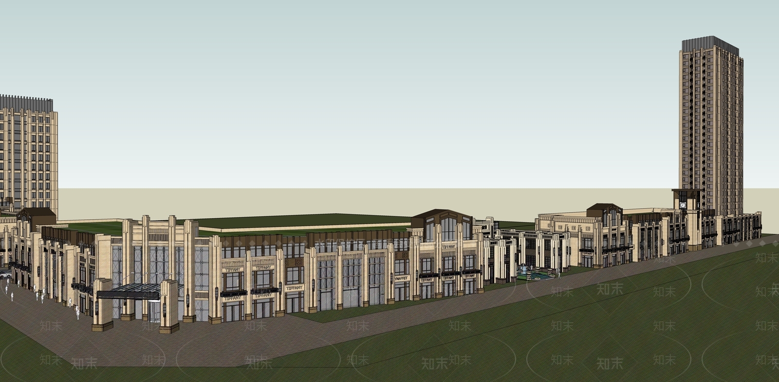 欧式小区建筑SU模型下载【ID:1198369278】