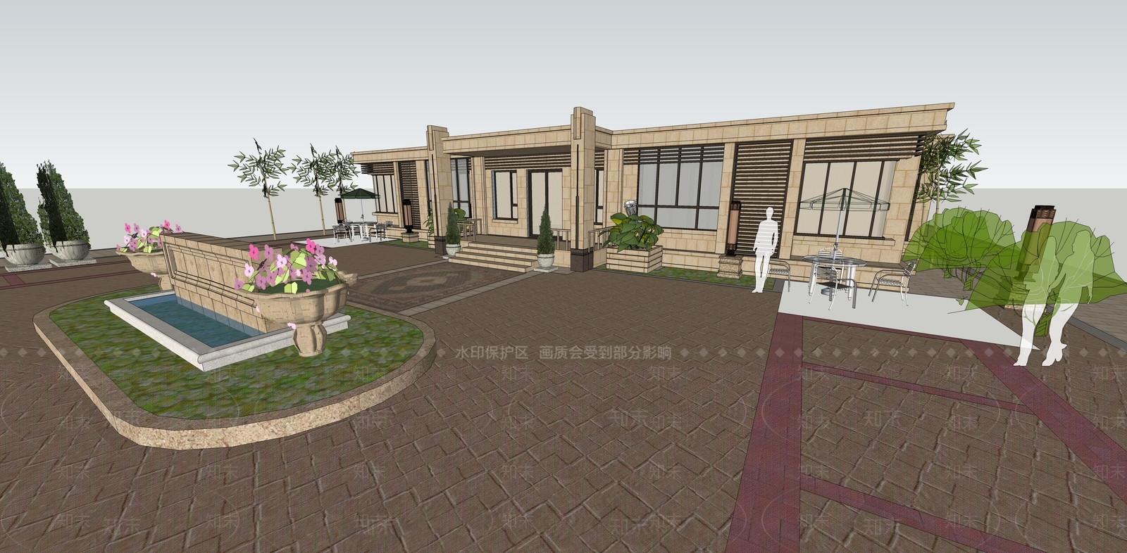 欧式小区建筑SU模型下载【ID:1198369293】