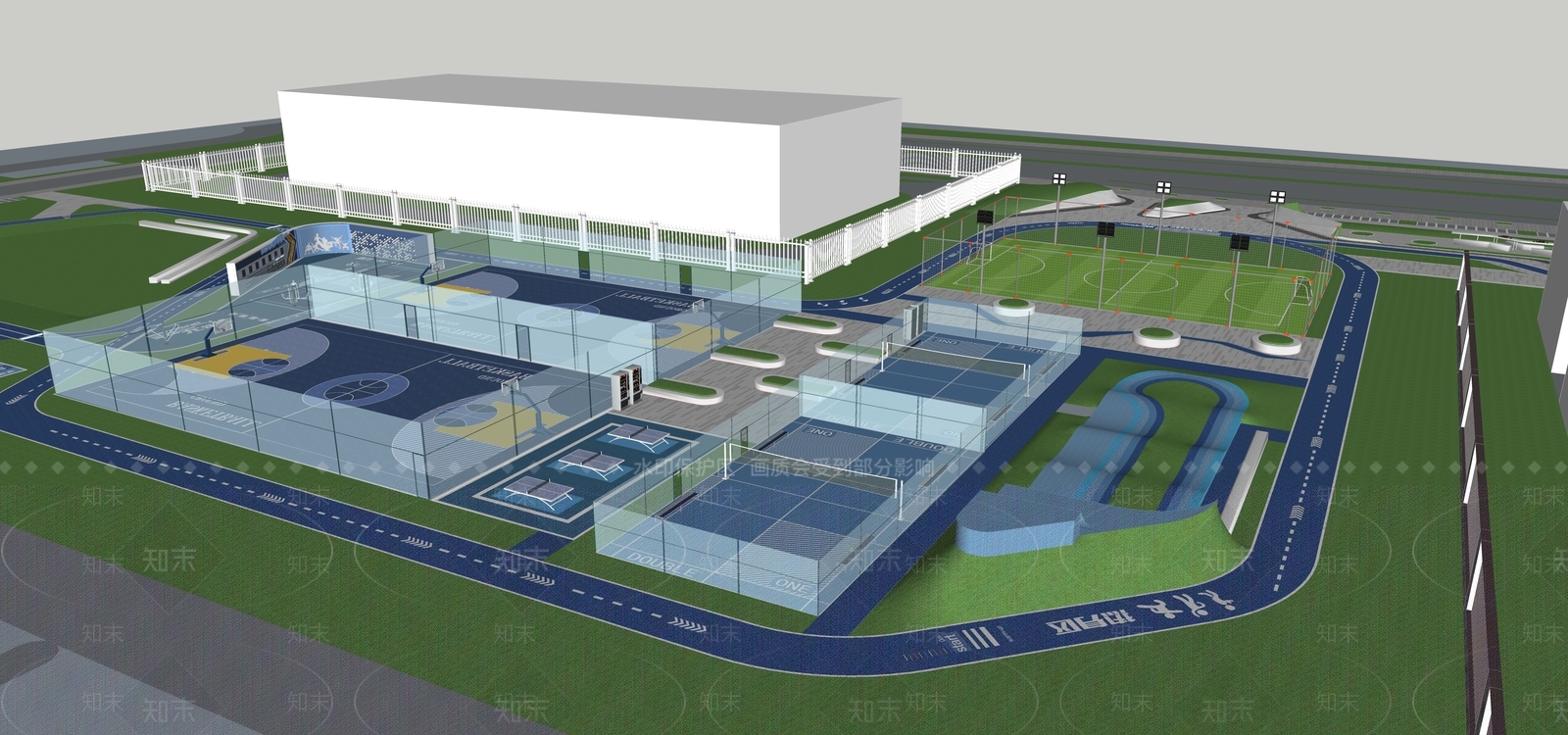 现代新中式足球场SU模型下载【ID:1198370179】