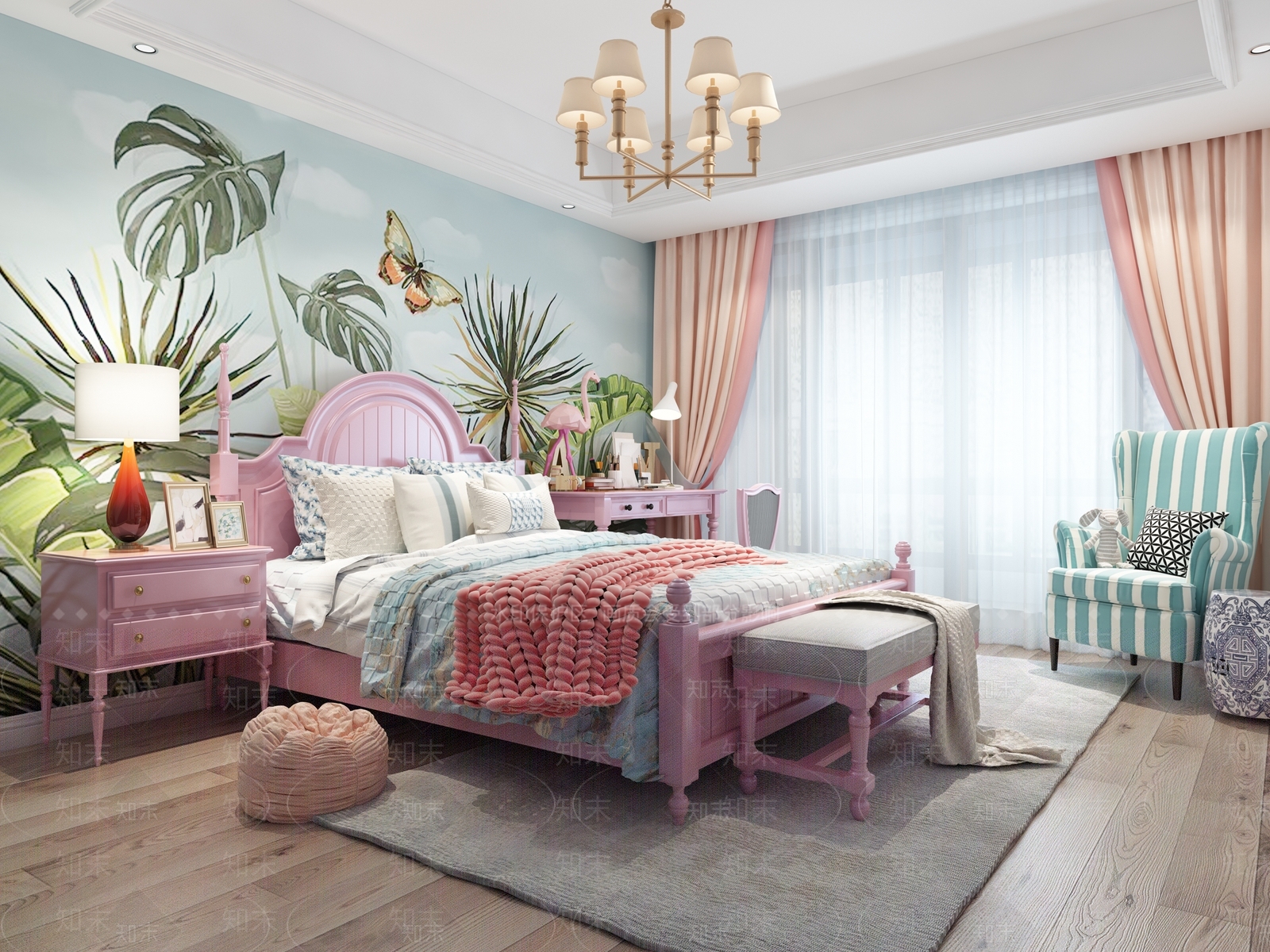 现代北欧通用儿童房3D模型下载【ID:1198370802】