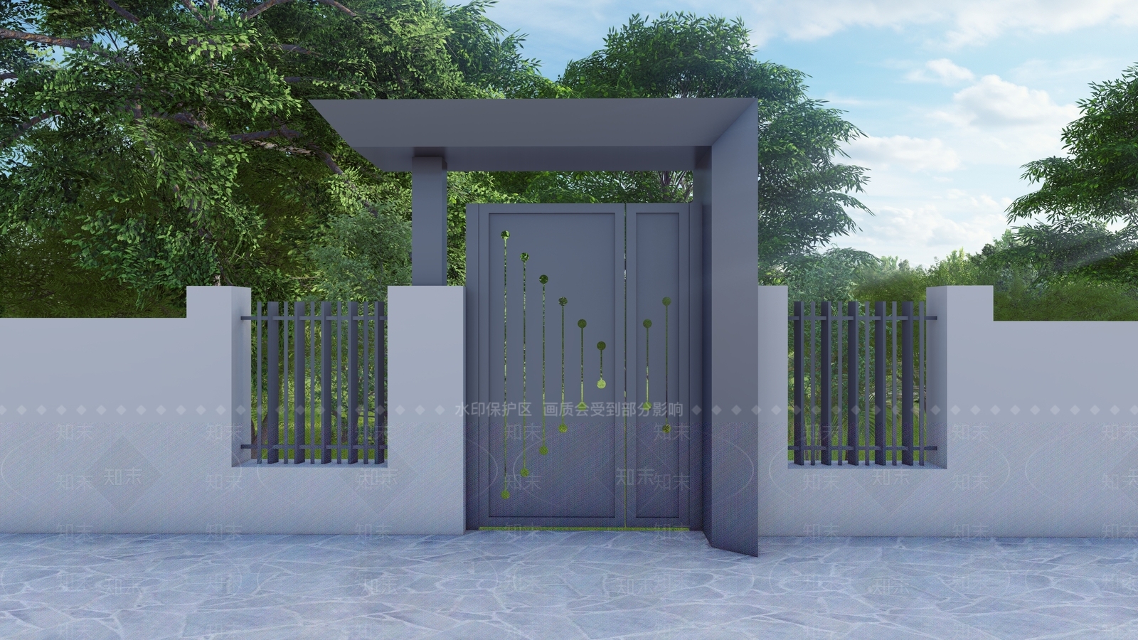 现代简约入口大门SU模型下载【ID:1198371969】