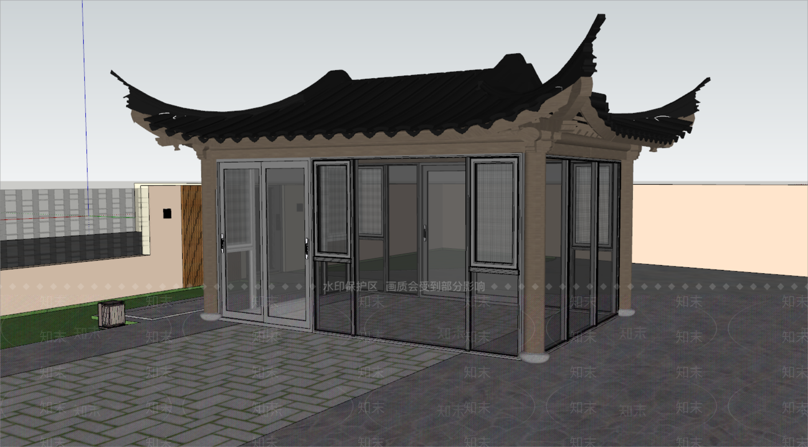 新中式中式亭子SU模型下载【ID:1198377172】