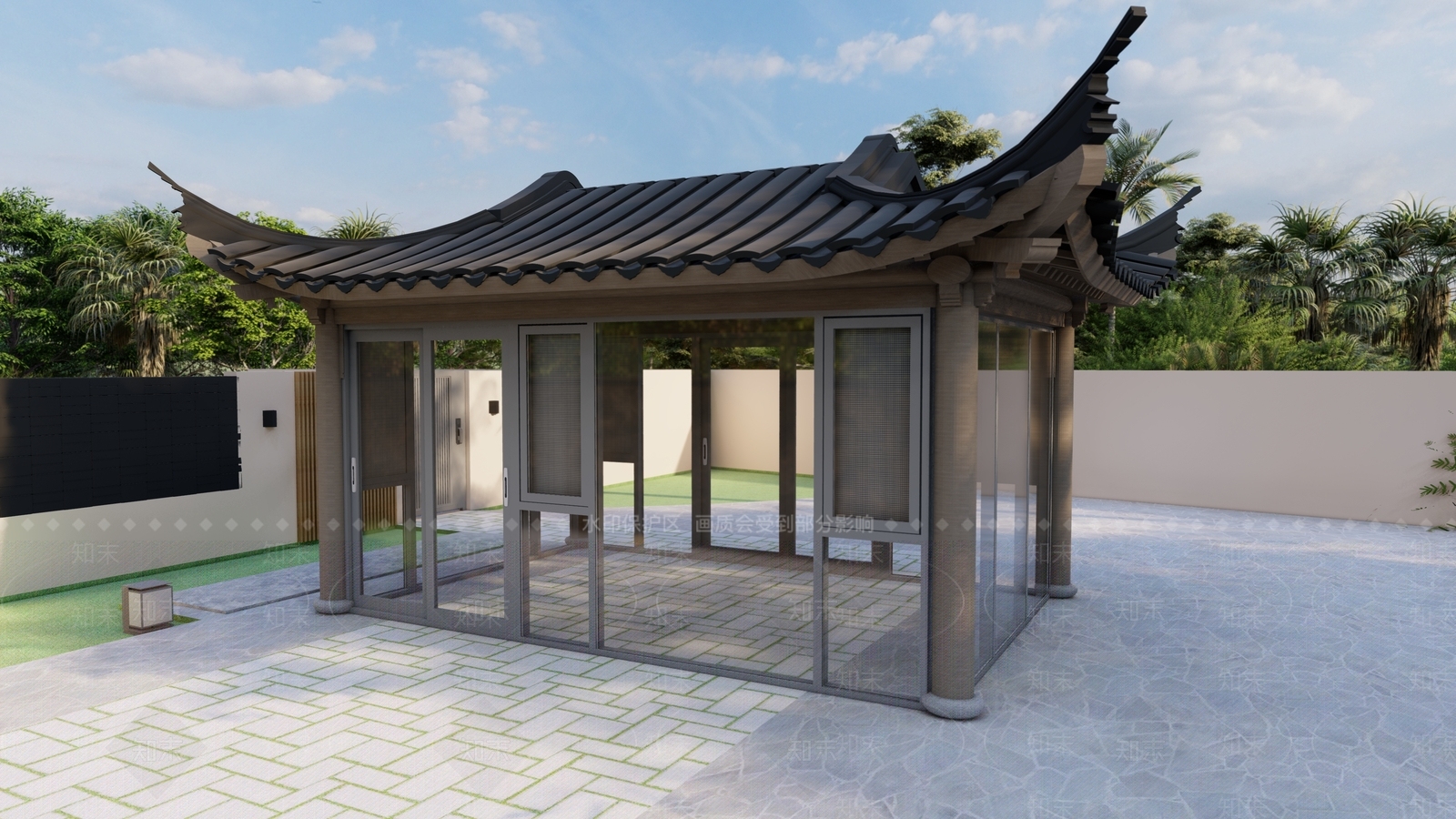 新中式中式亭子SU模型下载【ID:1198377172】