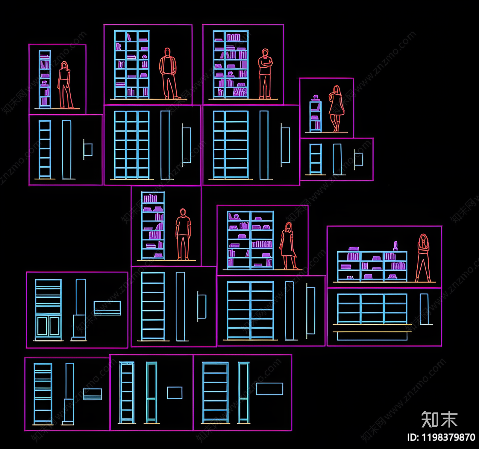 现代柜子cad施工图下载【ID:1198379870】