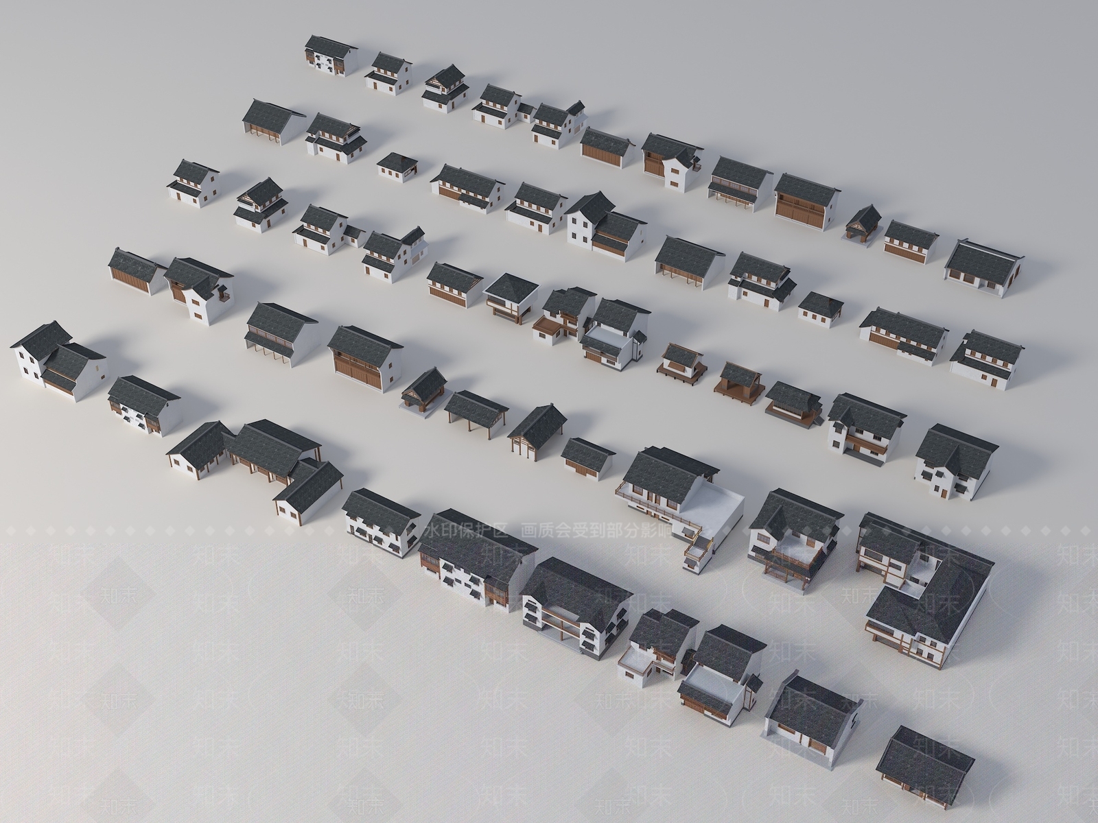 新中式多层住宅楼3D模型下载【ID:1198381659】