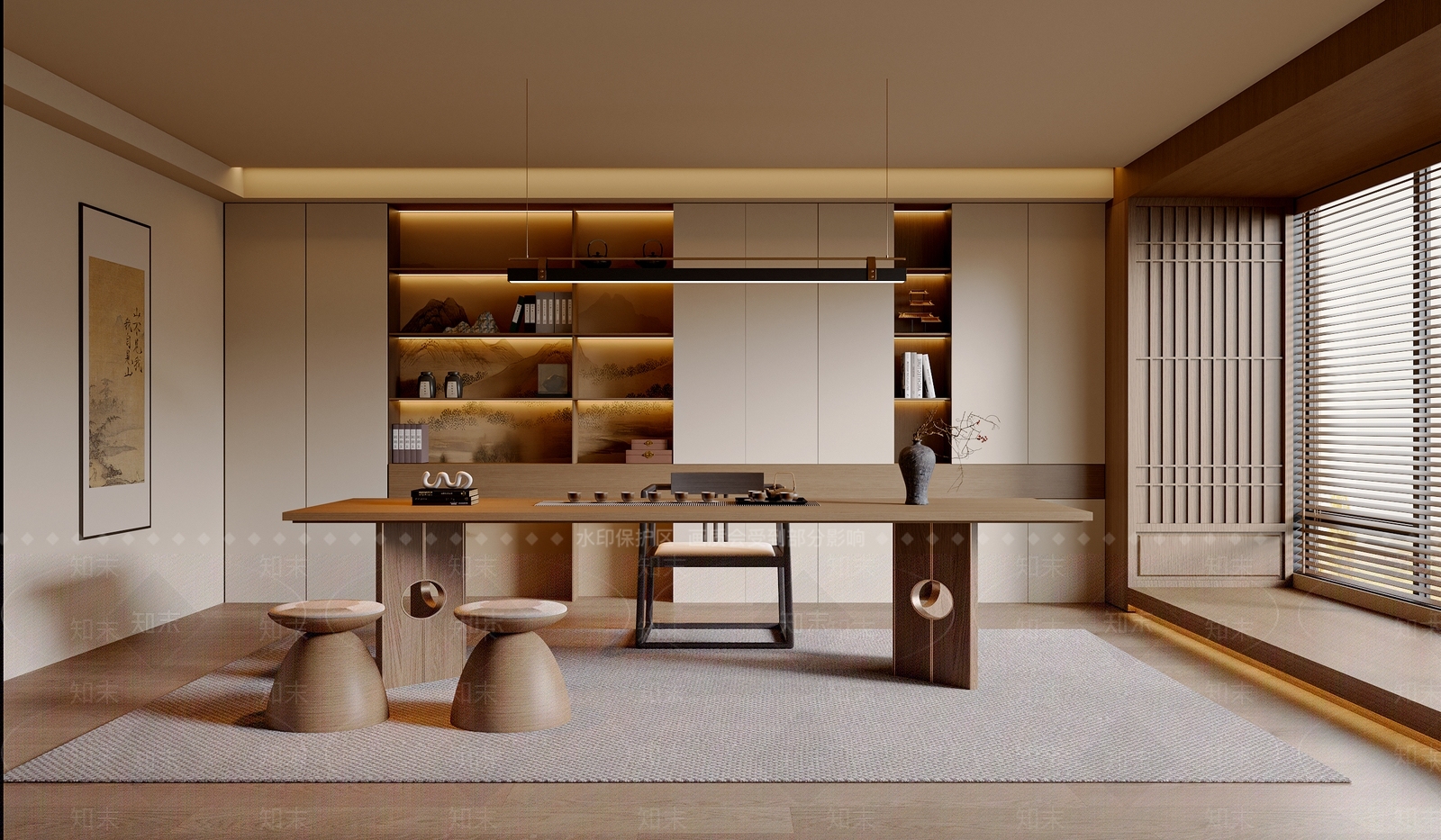 新中式中式茶室3D模型下载【ID:1198381850】