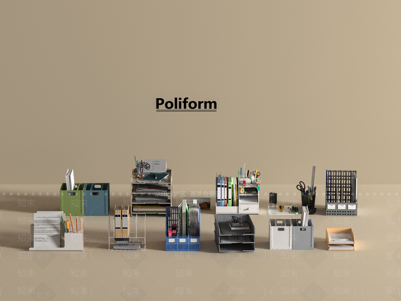 办公用品3D模型下载【ID:1198384817】