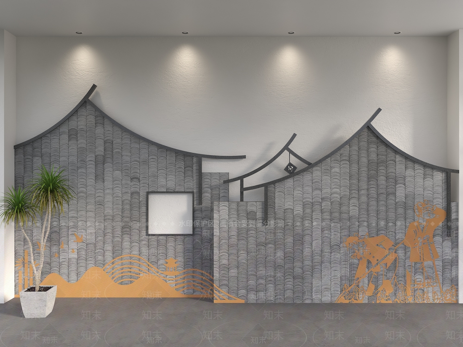 中式背景墙SU模型下载【ID:1198385729】