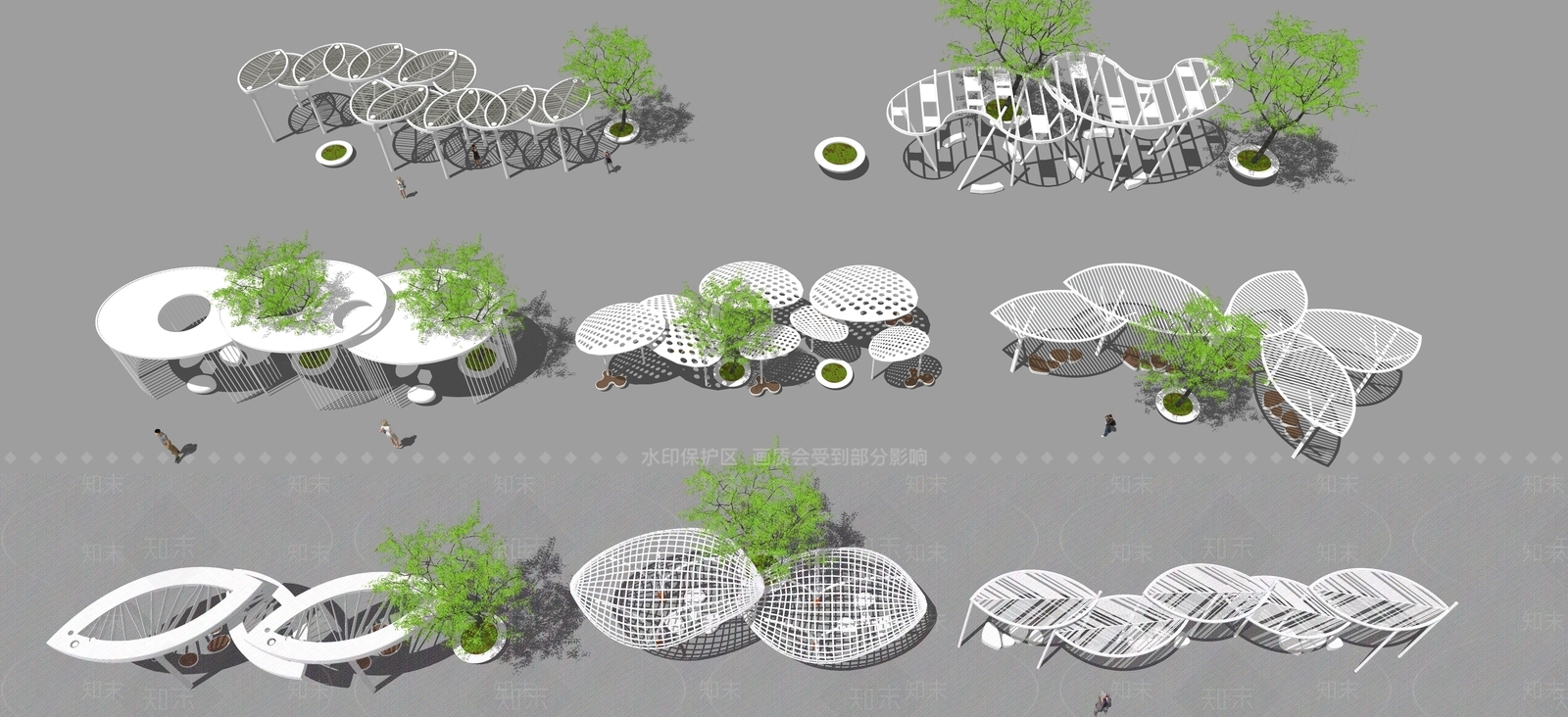 现代廊架SU模型下载【ID:1198395841】