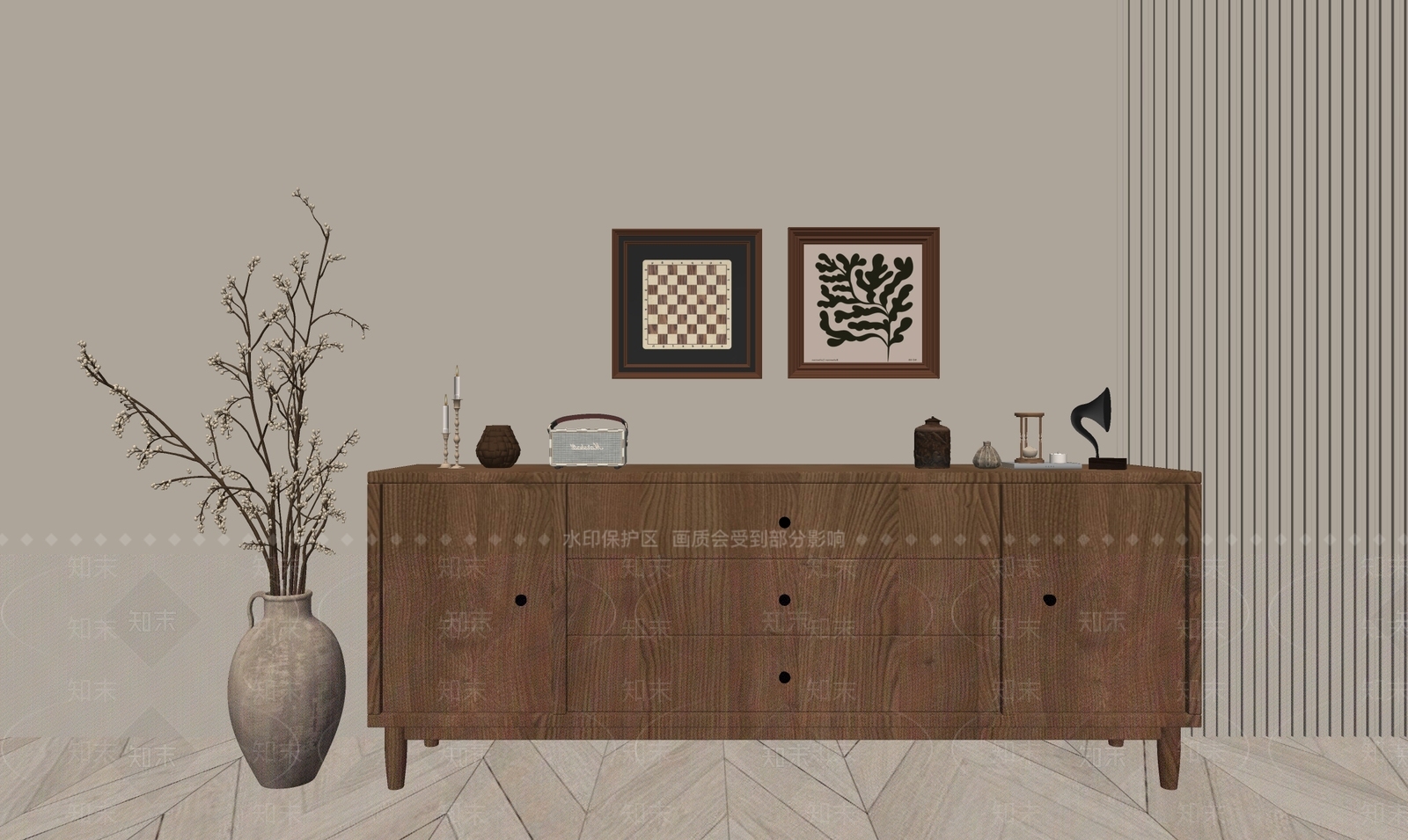 现代玄关柜SU模型下载【ID:1198398507】