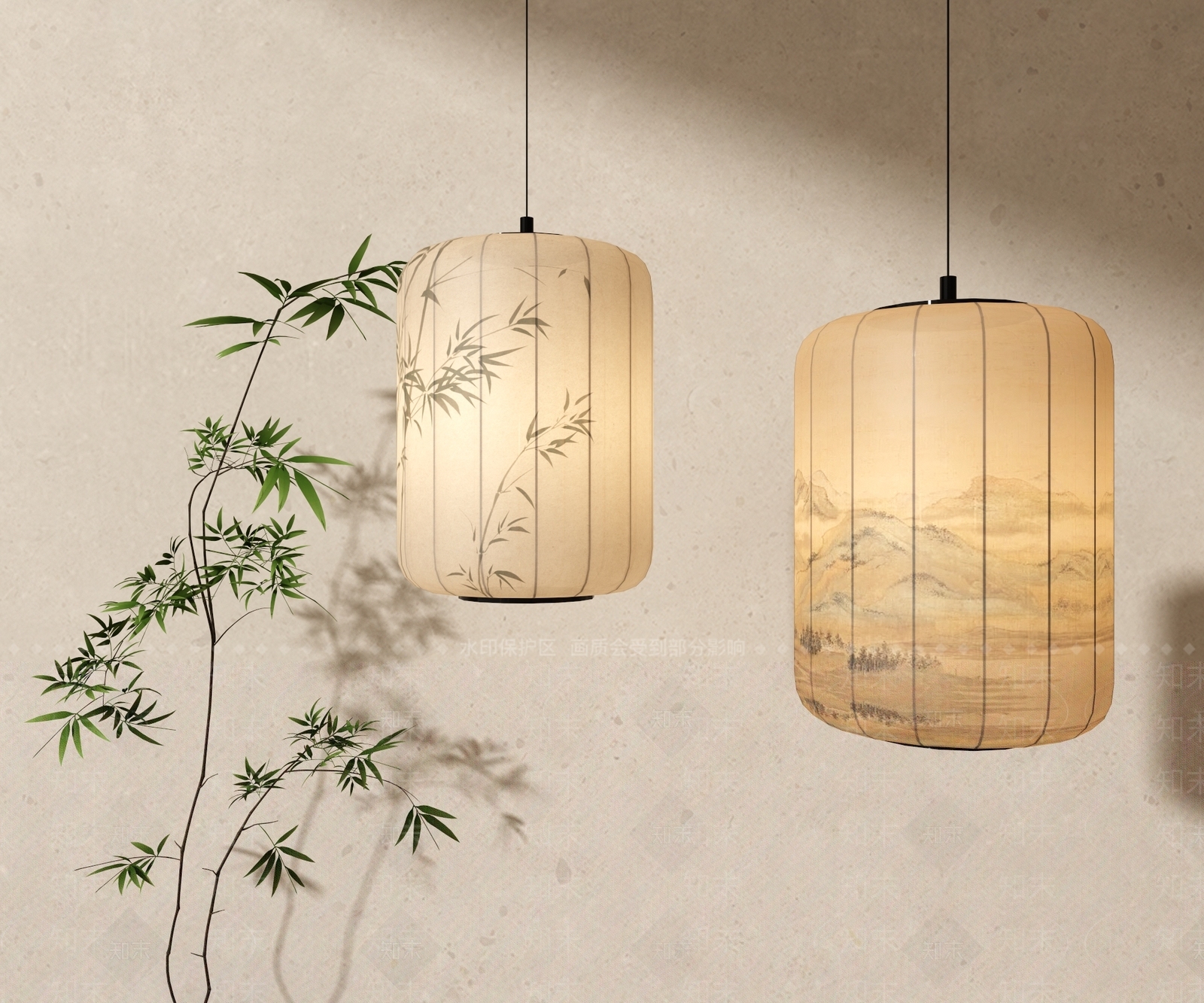新中式吊灯SU模型下载【ID:1198400248】