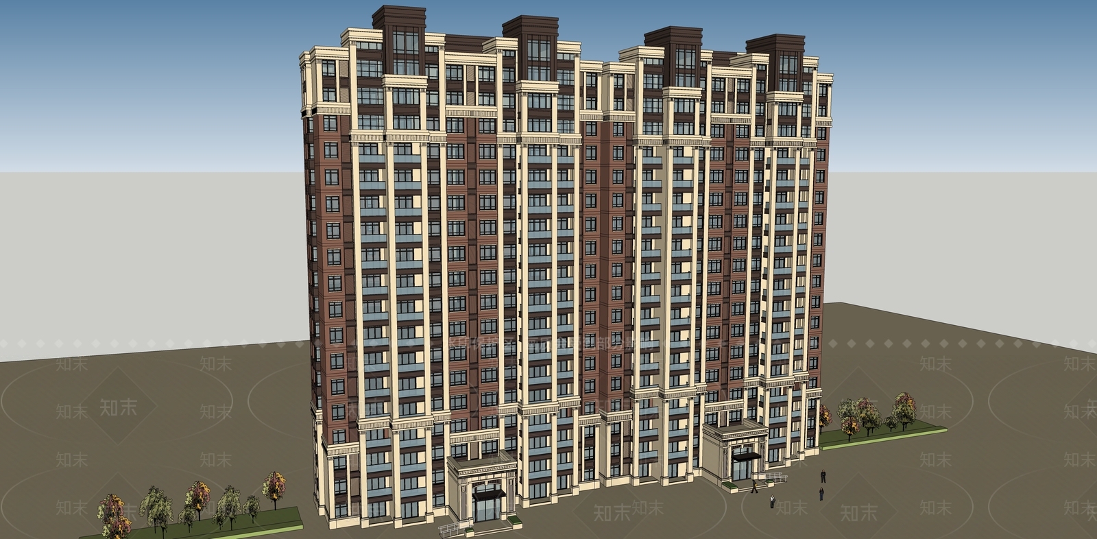 法式高层住宅SU模型下载【ID:1198406933】